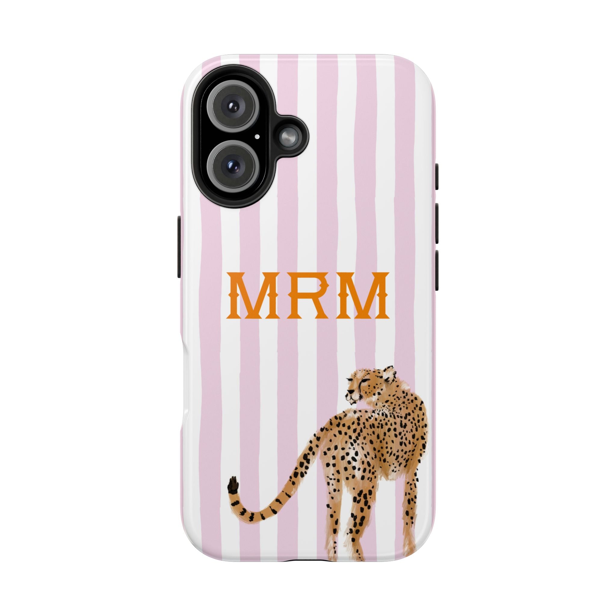 Preppy Cheetah (Pink) Monogrammed Tough Phone Case