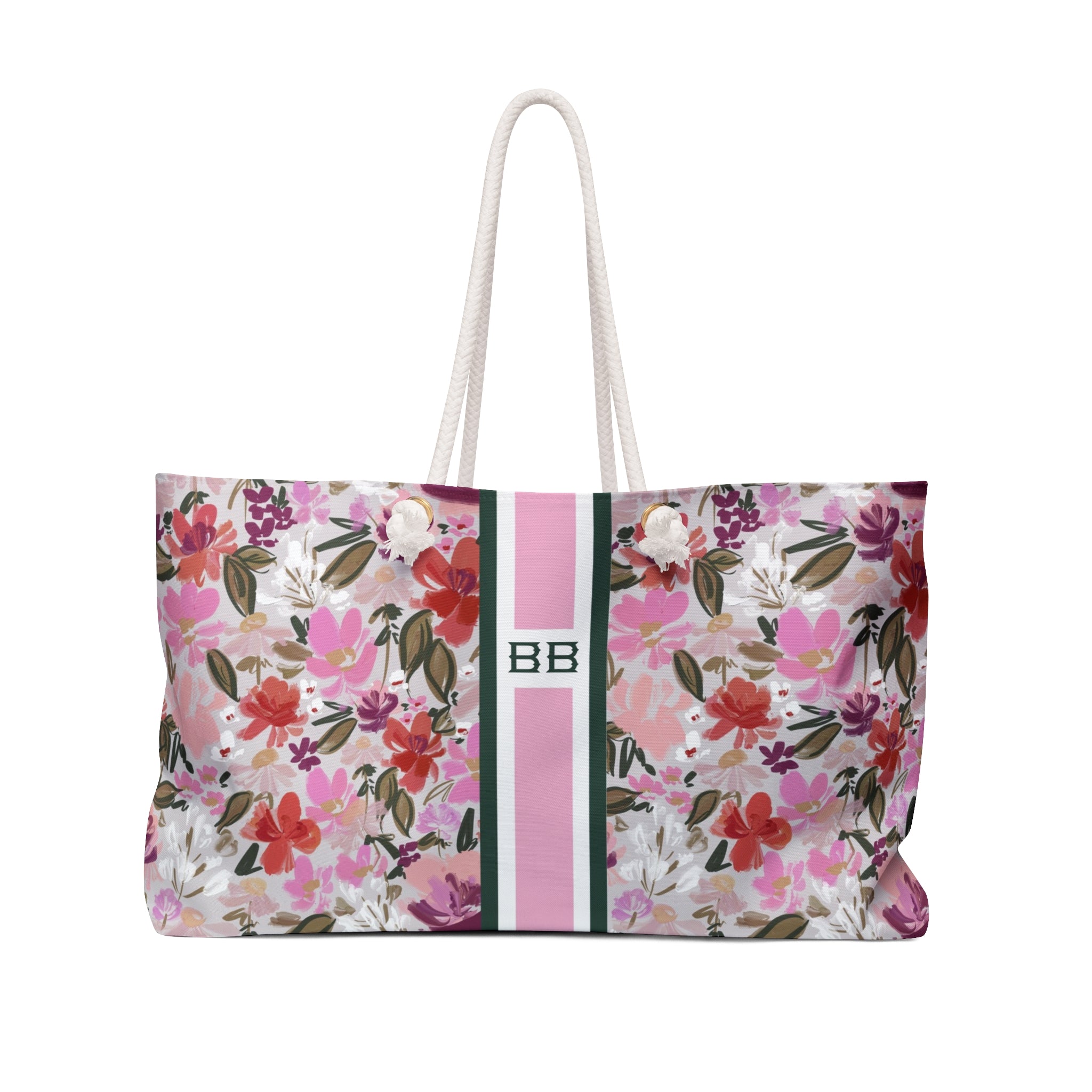 Mallard Manor Striped Monogrammed Mahjong Bag