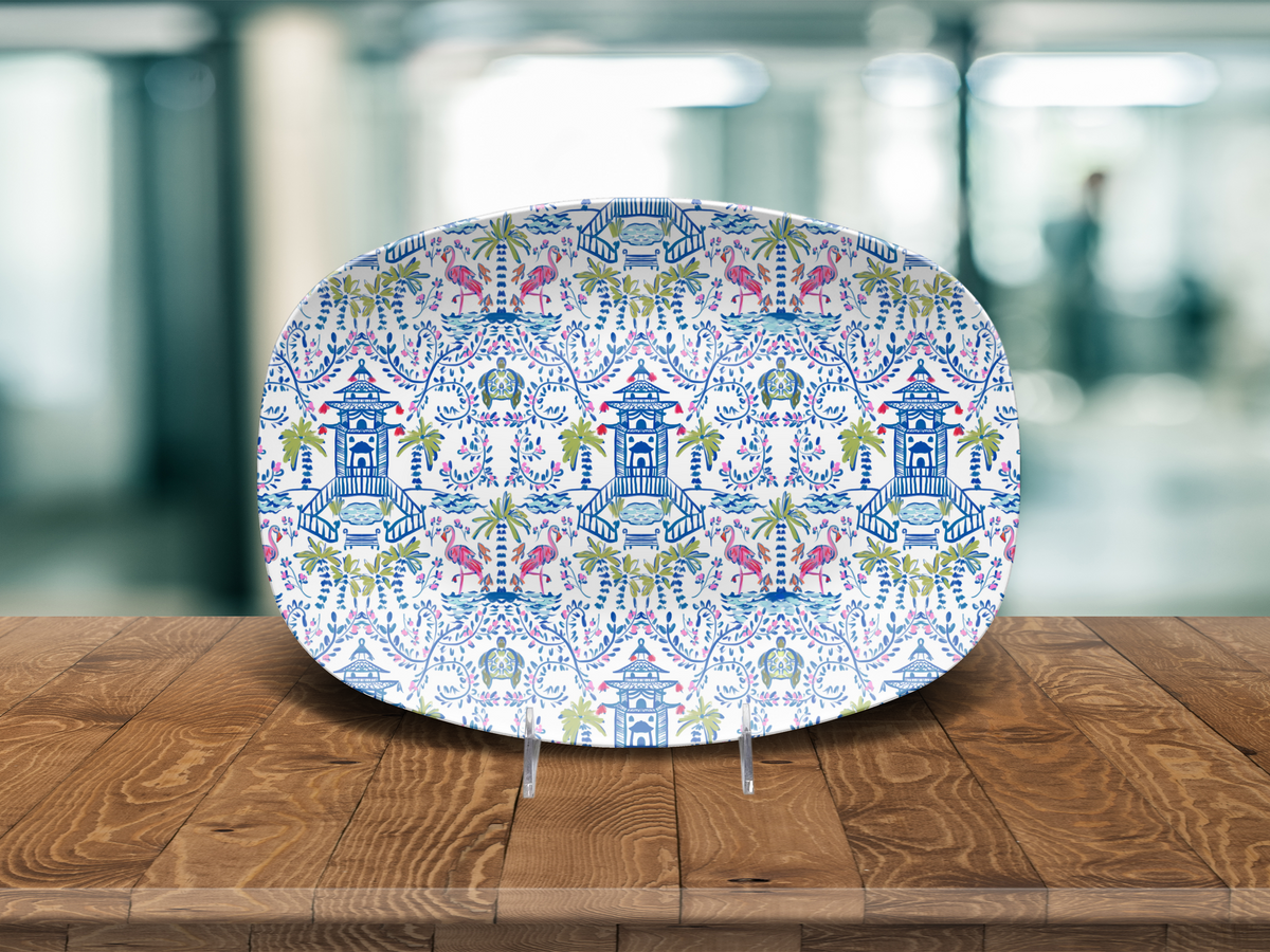 Colorful Coastal Chinoiserie Dinnerware Collection (Unbreakable and BPA-free)