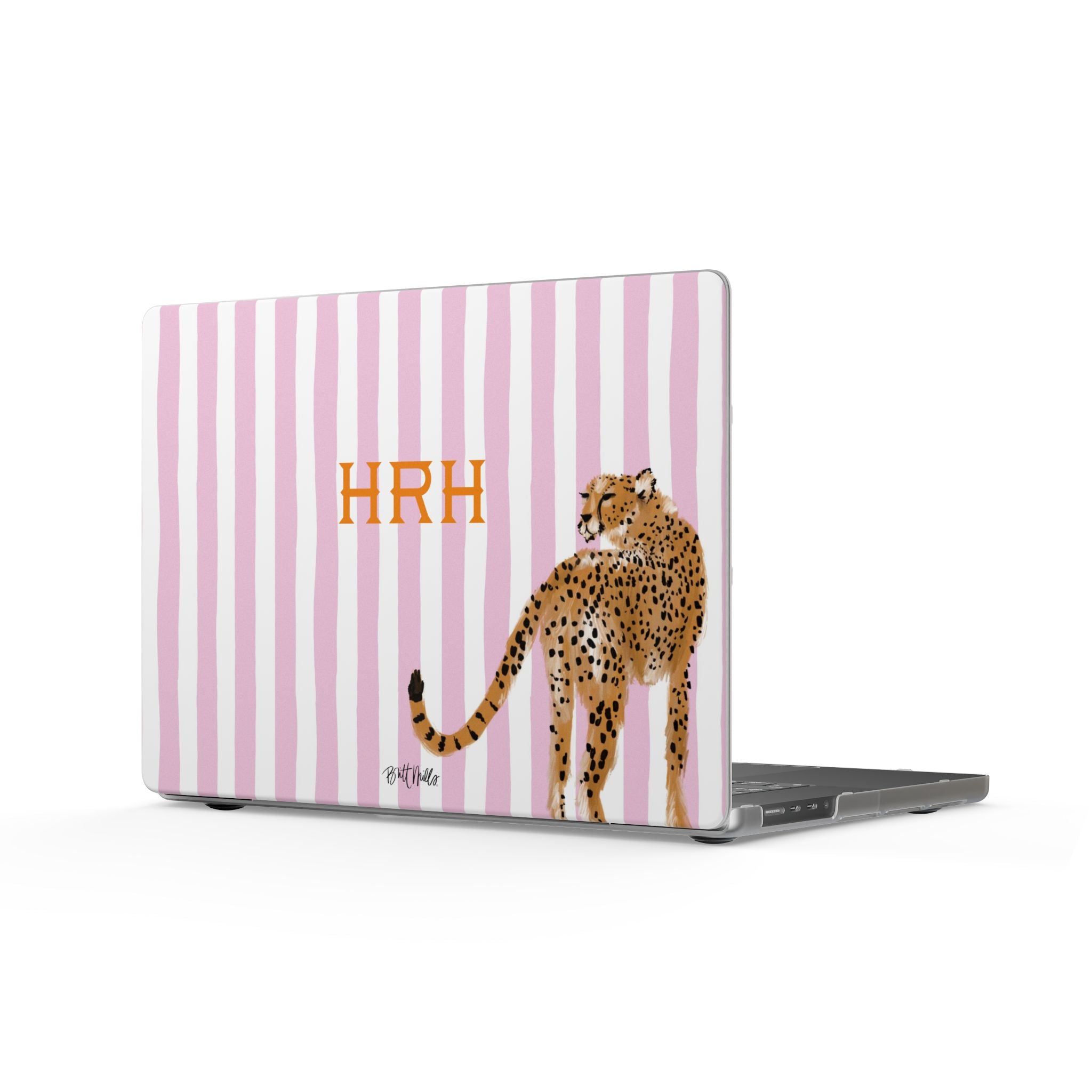 Preppy Cheetah Pink Monogrammed Matte MacBook Cases