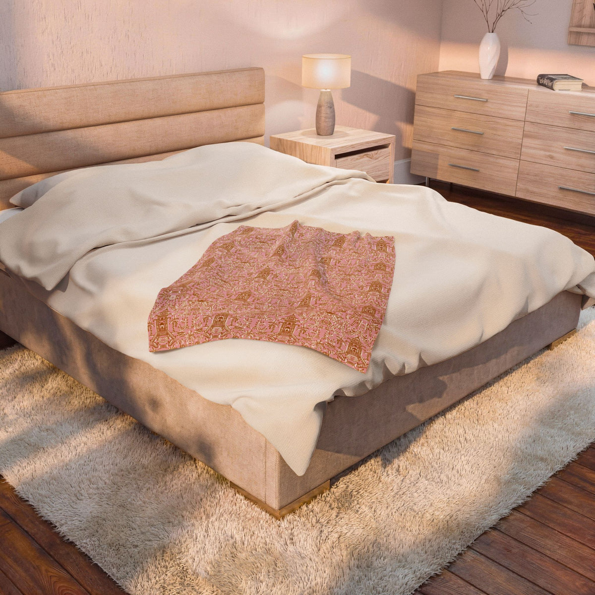 Soirée Pink Velveteen Throw Blanket