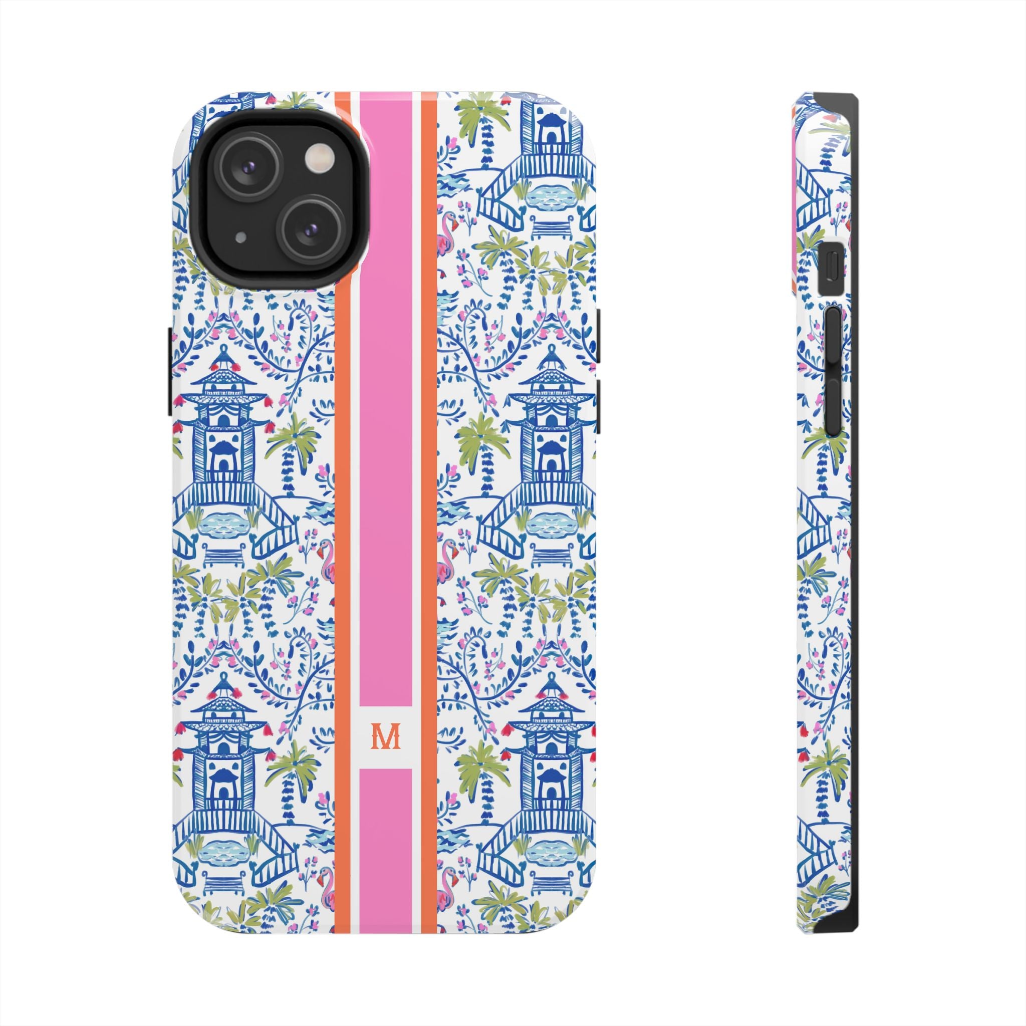 Colorful Chinoiserie Monogrammed Tough Phone Case