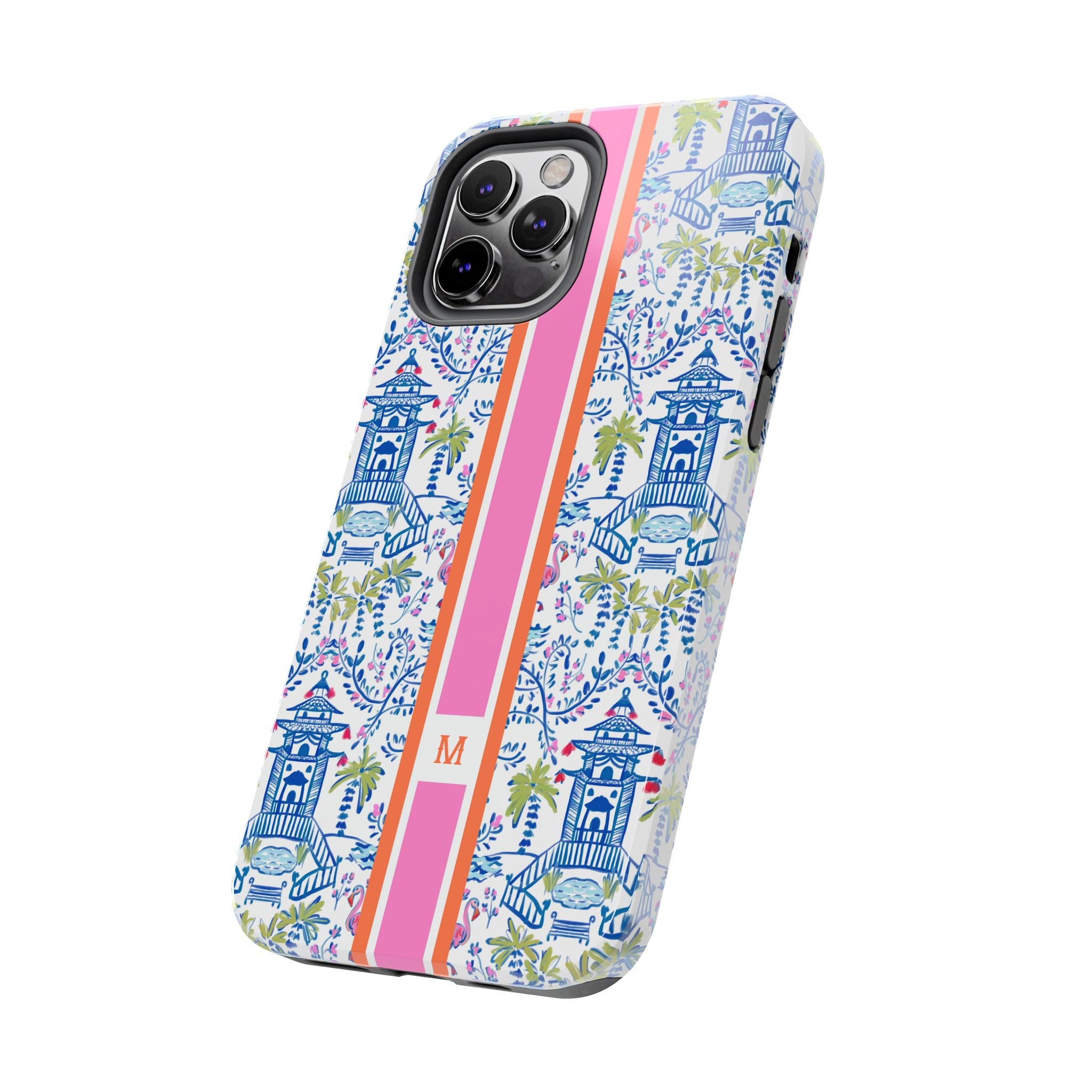 Colorful Chinoiserie Monogrammed Tough Phone Case