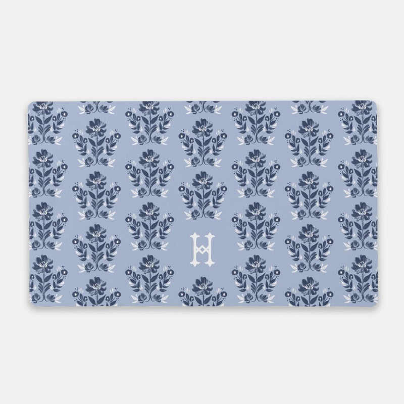 Evangeline Blue Monogrammed Desk Mat - Large (24" x 14")