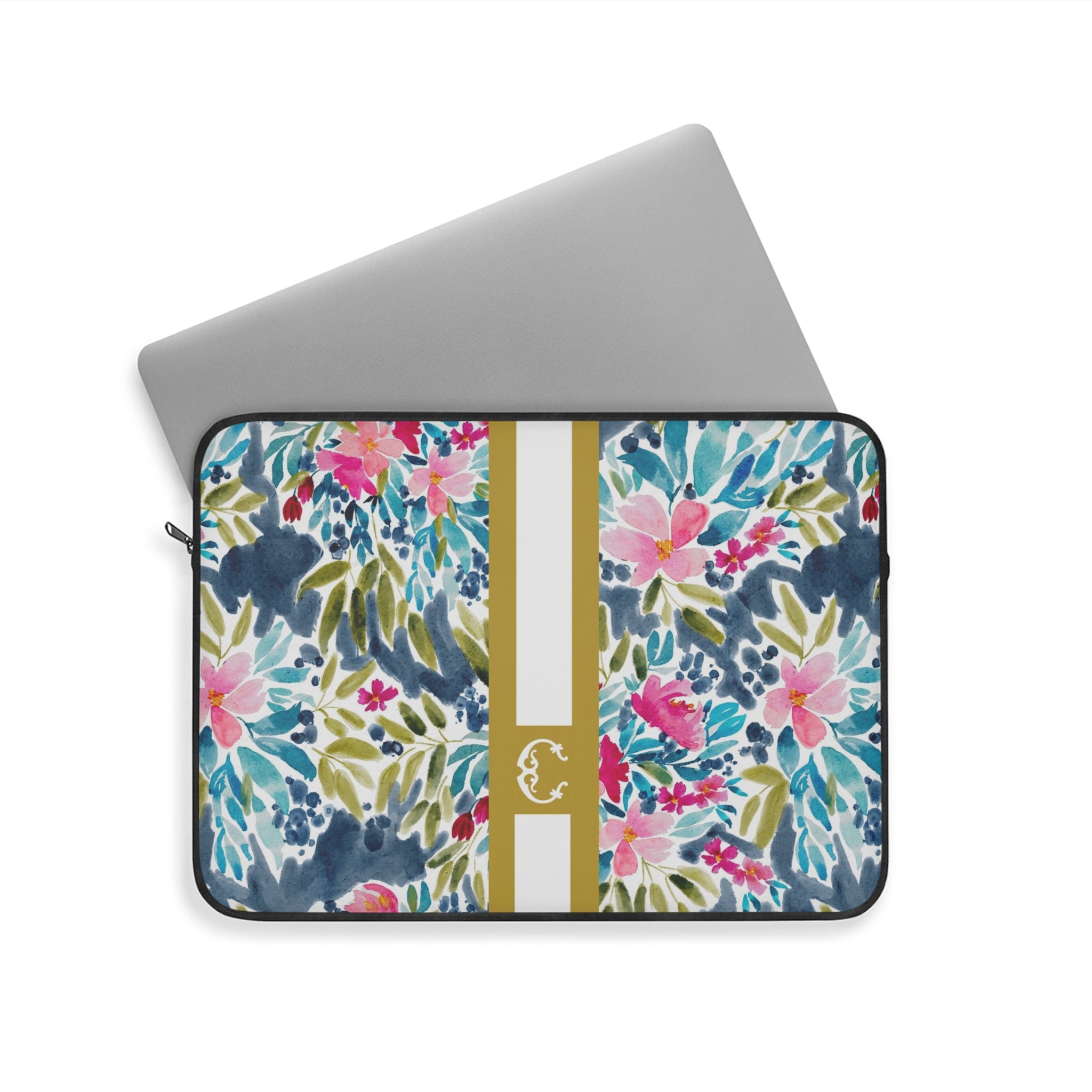 Aria Striped Monogrammed Laptop Sleeve