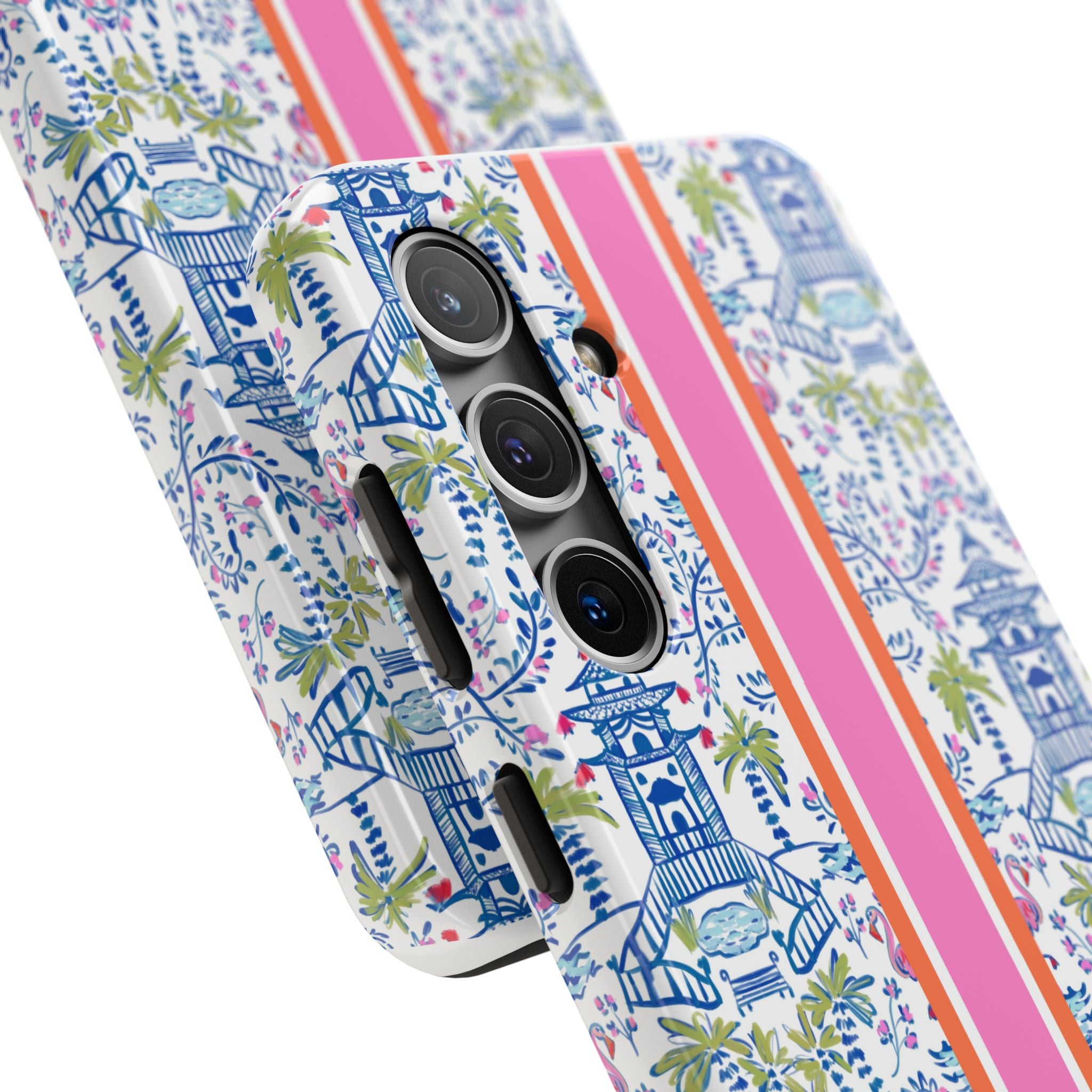 Colorful Chinoiserie Monogrammed Tough Phone Case