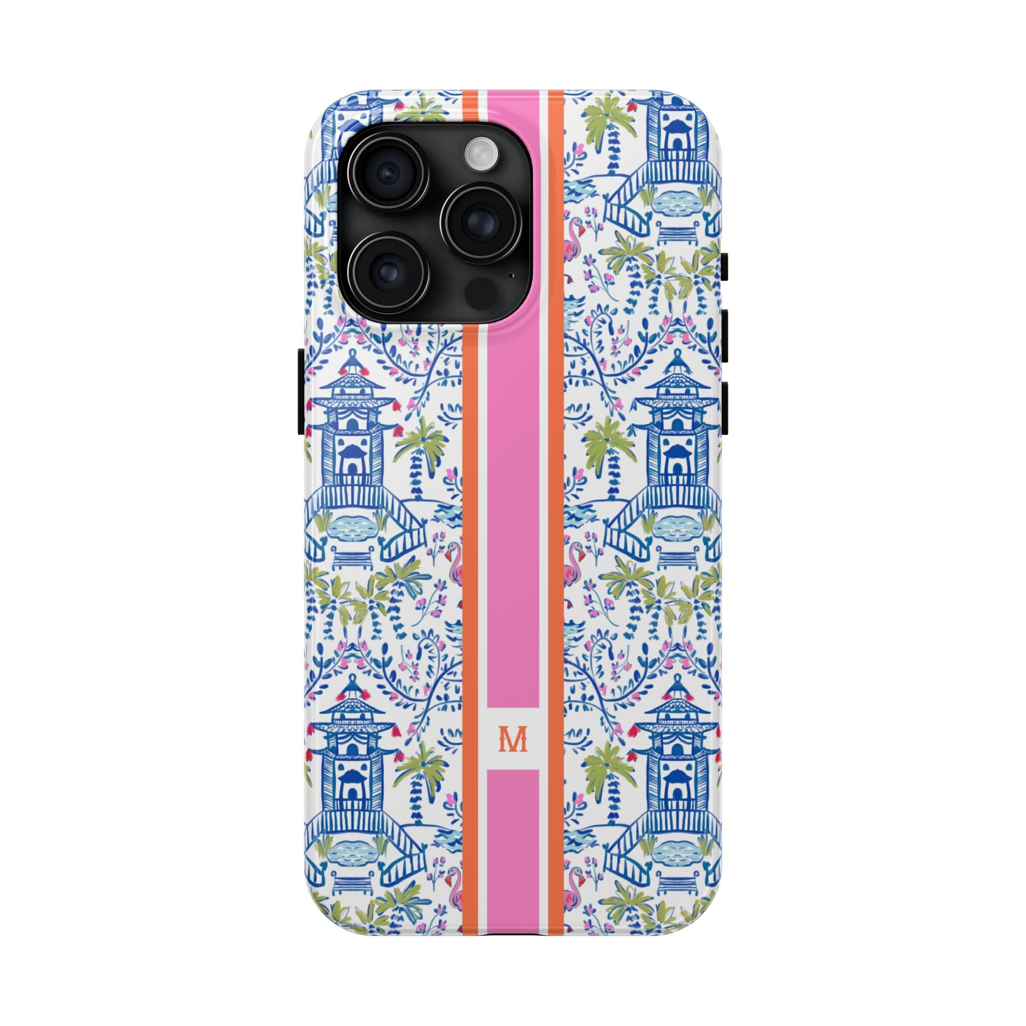 Colorful Chinoiserie Monogrammed Tough Phone Case