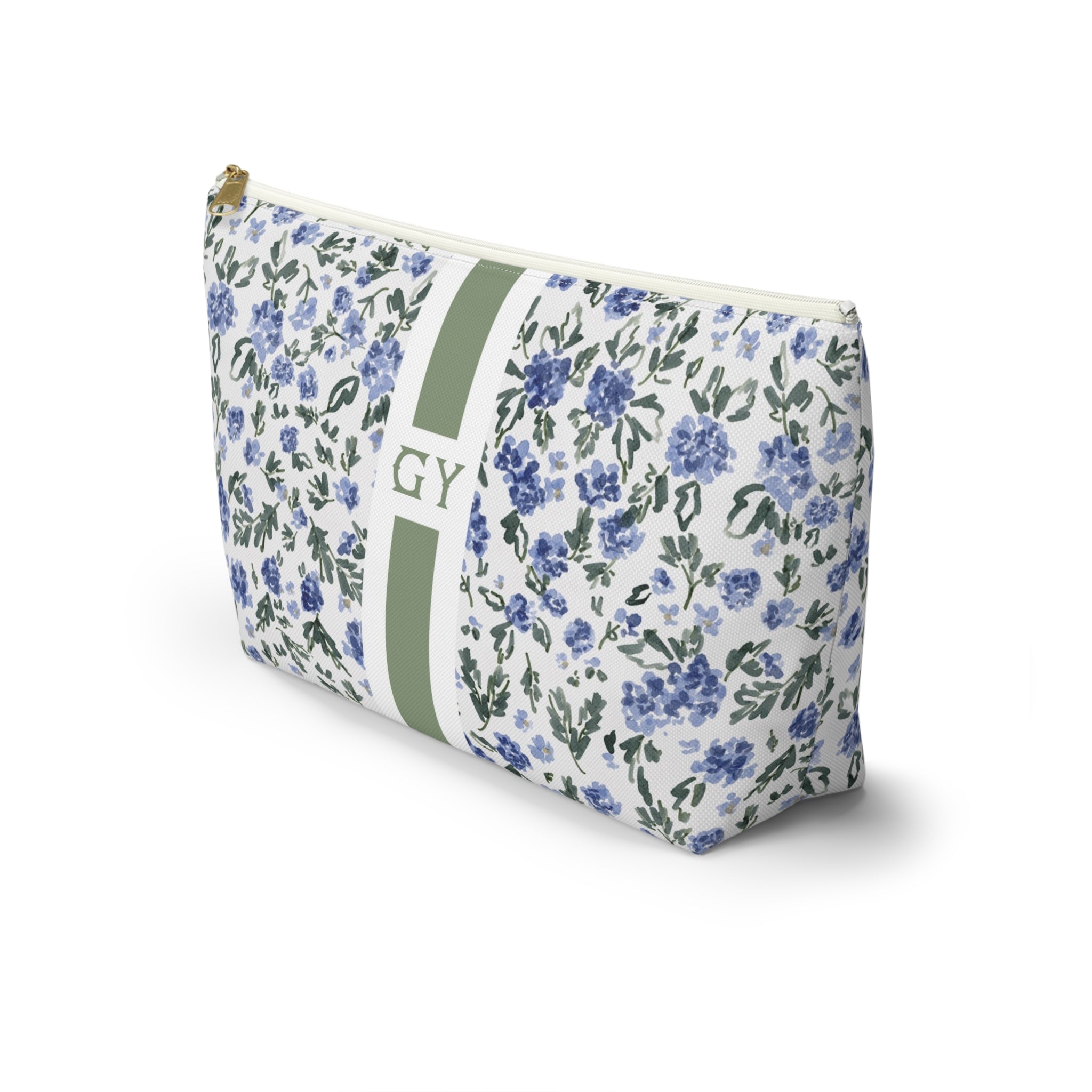 English Countryside Striped Monogrammed Mahjong Tile Pouch