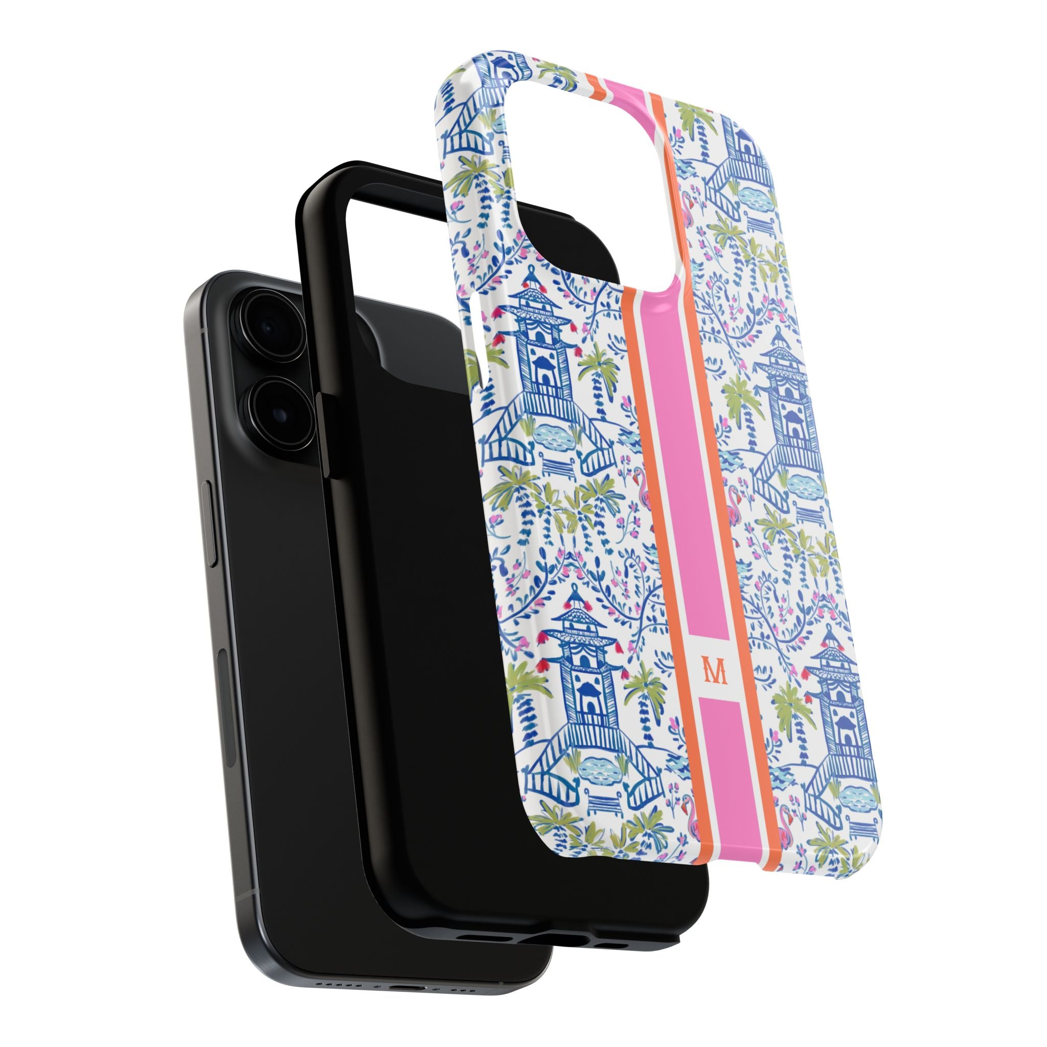Colorful Chinoiserie Monogrammed Tough Phone Case