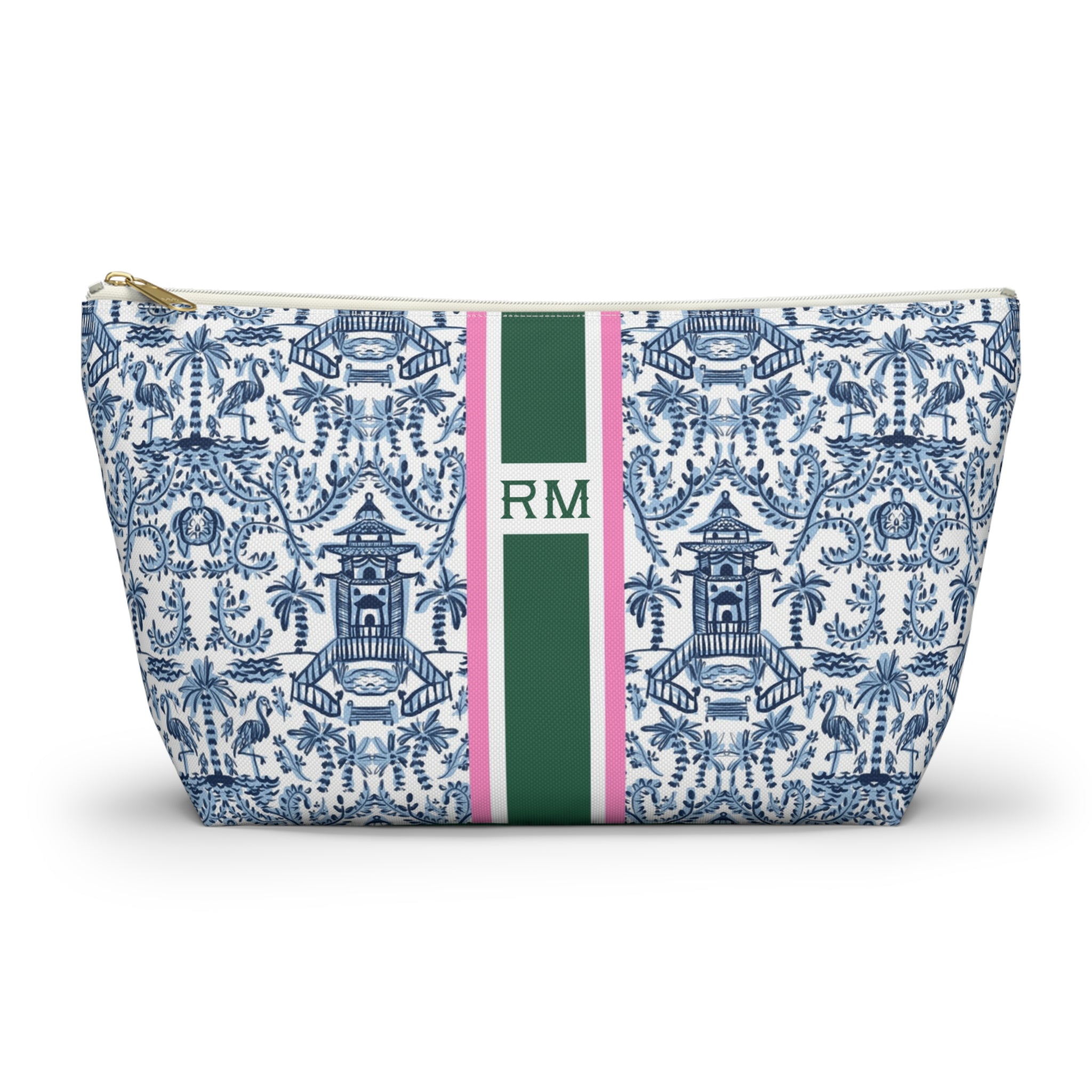 Palm Beach Striped Monogrammed Mahjong Tile Pouch