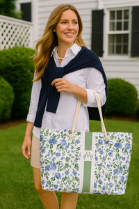 English Countryside Striped Monogrammed Carry-All Tote