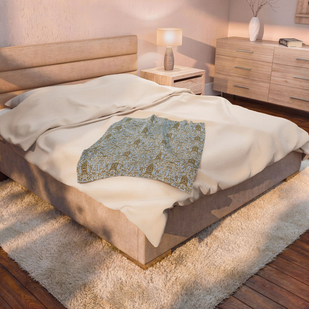 Soirée Blue Velveteen Throw Blanket