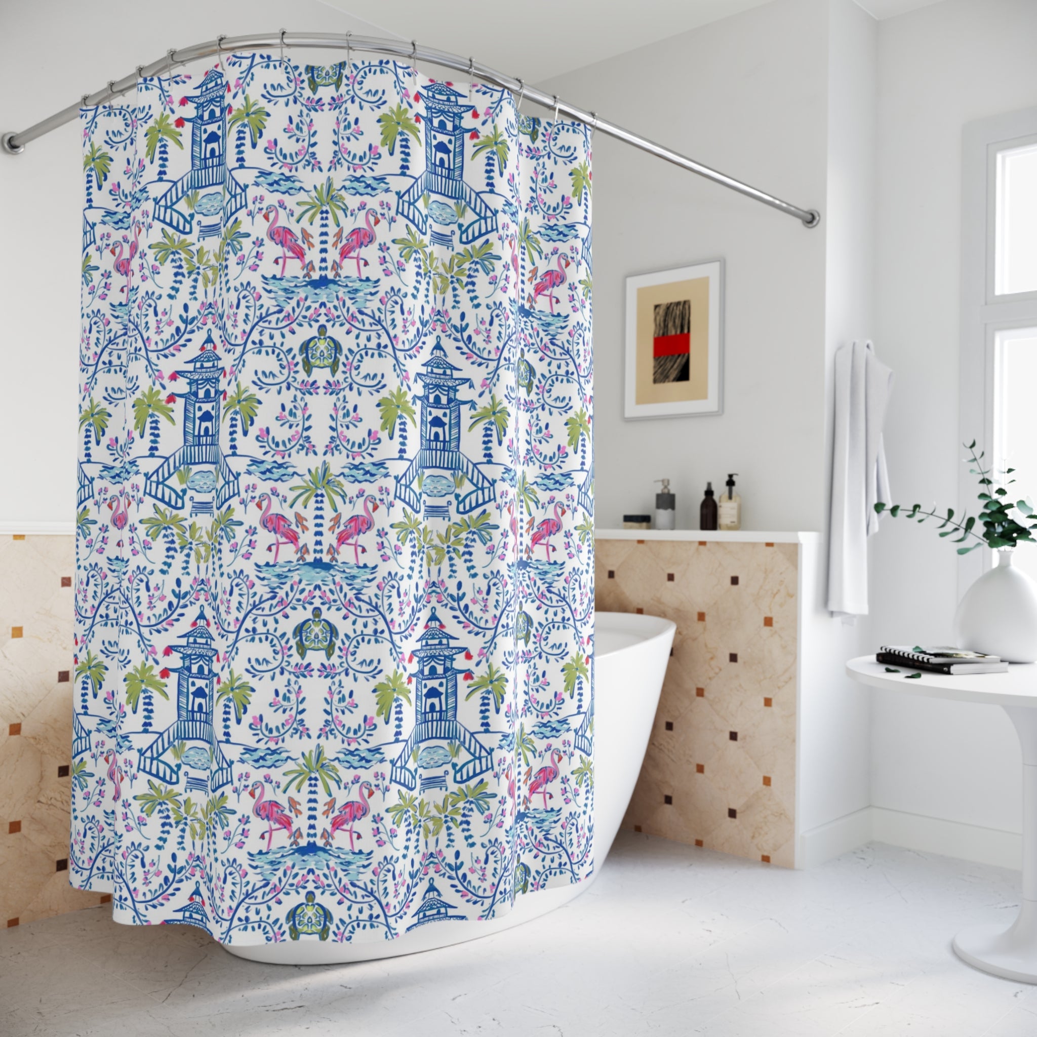 Colorful Chinoiserie Shower Curtain