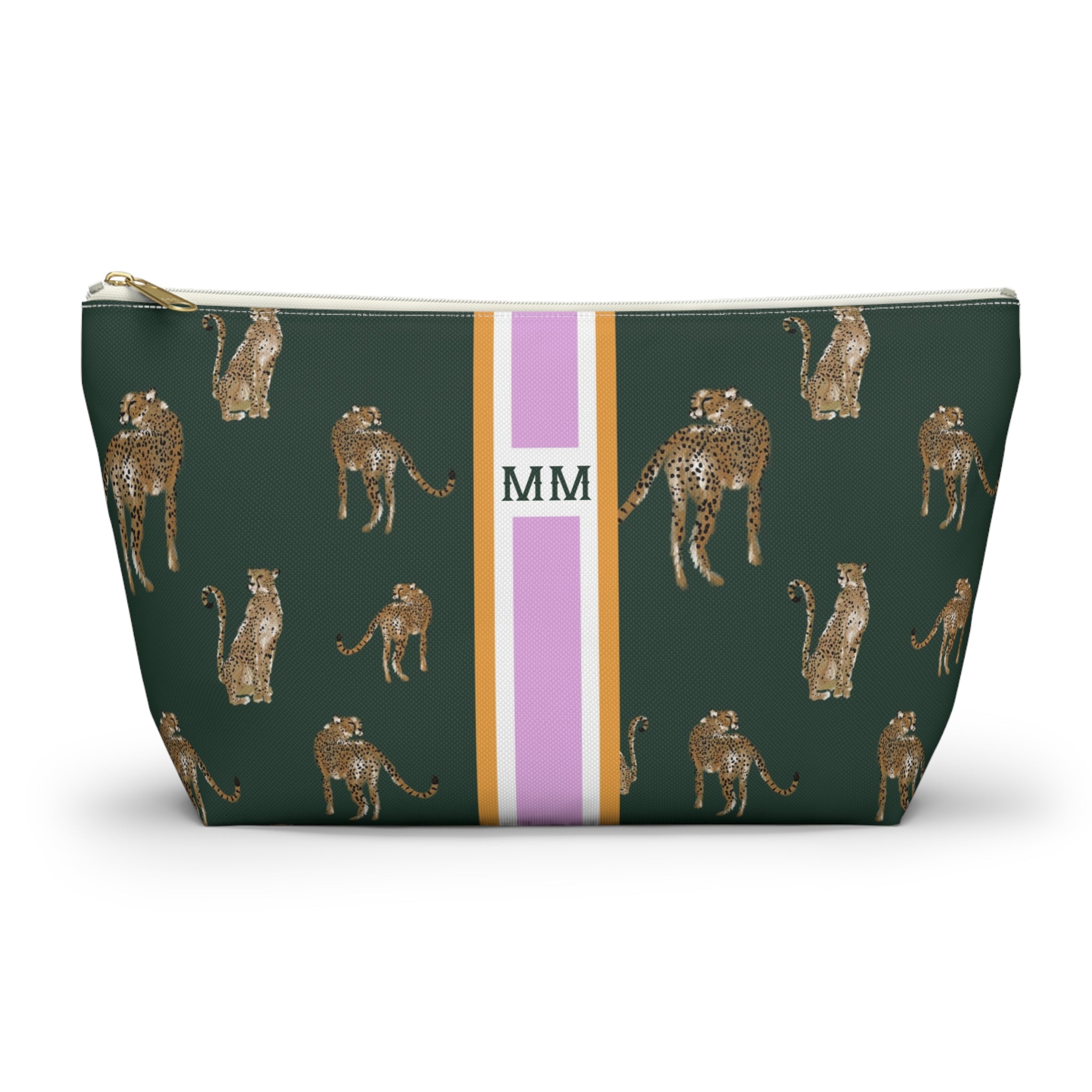 Cheetah Dance Striped Monogrammed Mahjong Tile Pouch
