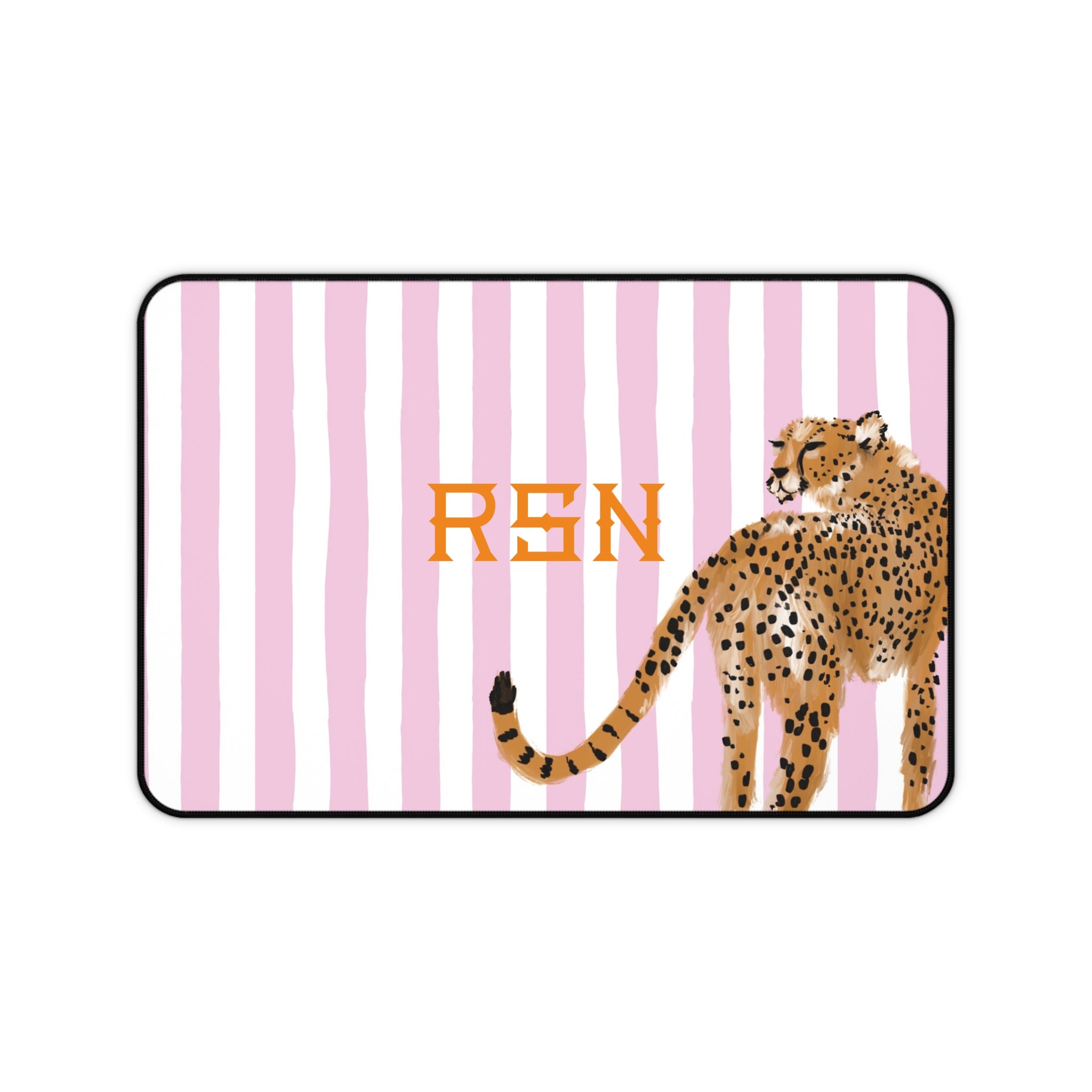 Preppy Cheetah (Pink) Monogrammed Desk Mat