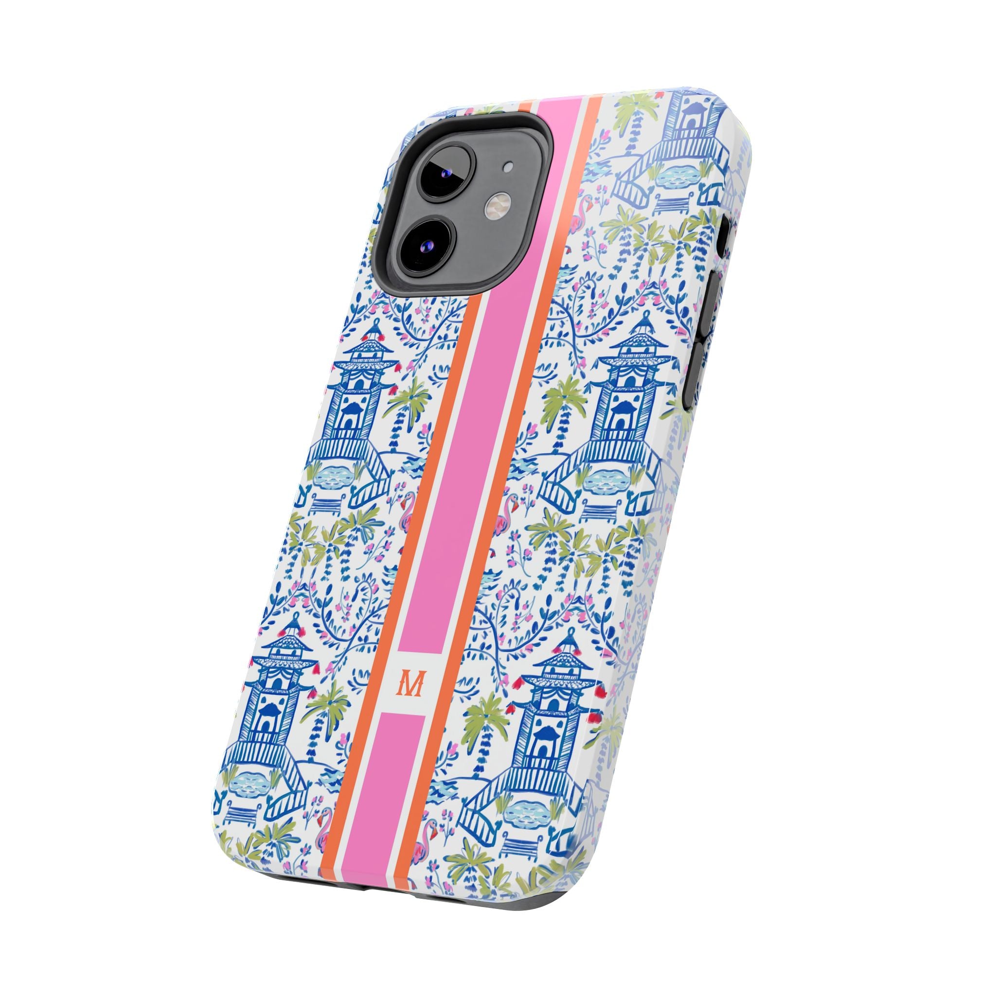 Colorful Chinoiserie Monogrammed Tough Phone Case