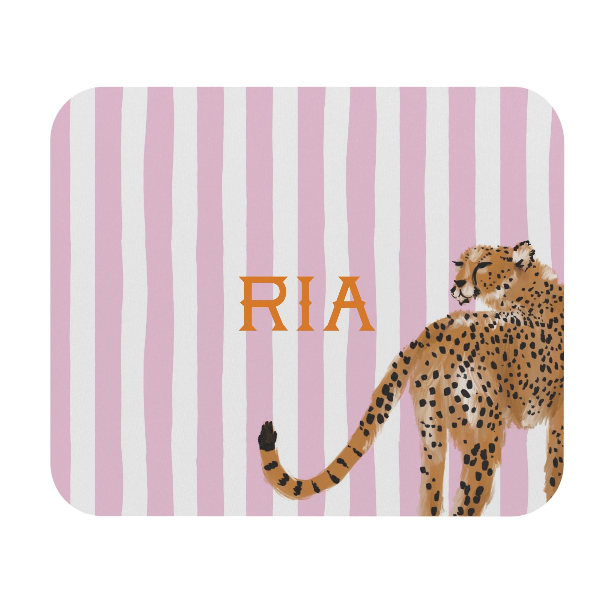 Preppy Cheetah (Pink) Monogrammed Mouse Pad