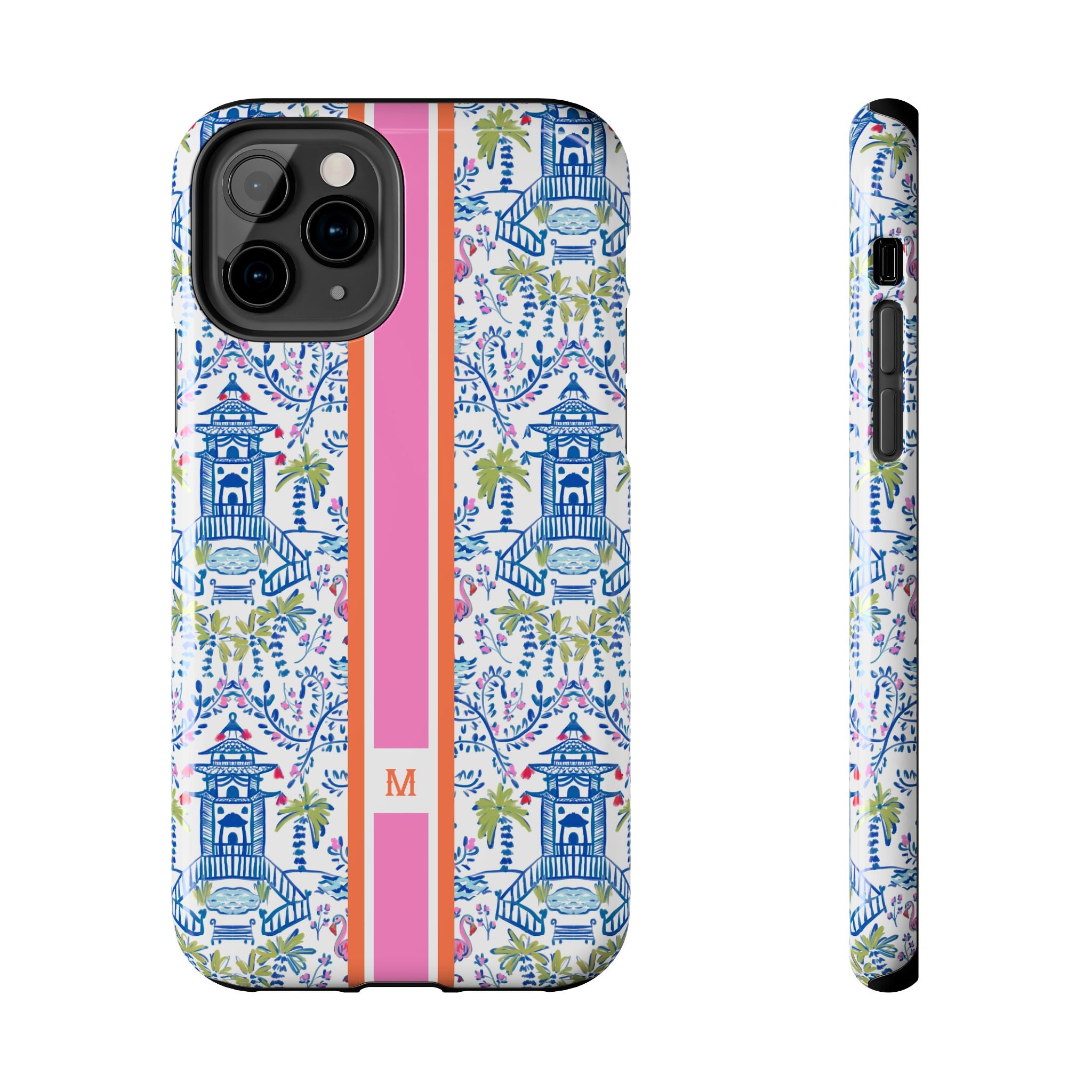 Colorful Chinoiserie Monogrammed Tough Phone Case