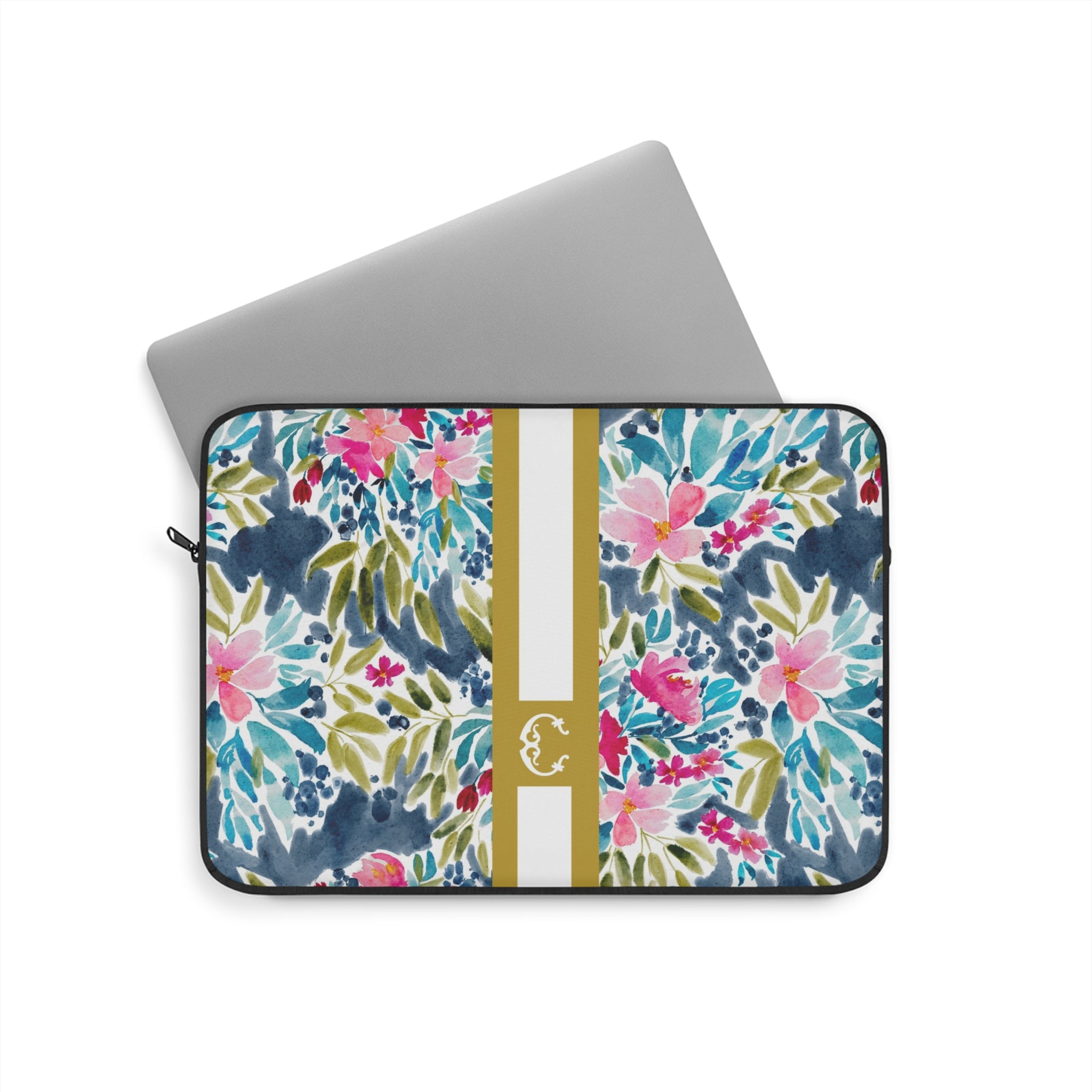 Aria Striped Monogrammed Laptop Sleeve