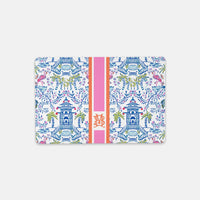 Colorful Chinoiserie Striped Monogrammed Desk Mat – Small (18″ x 12″)