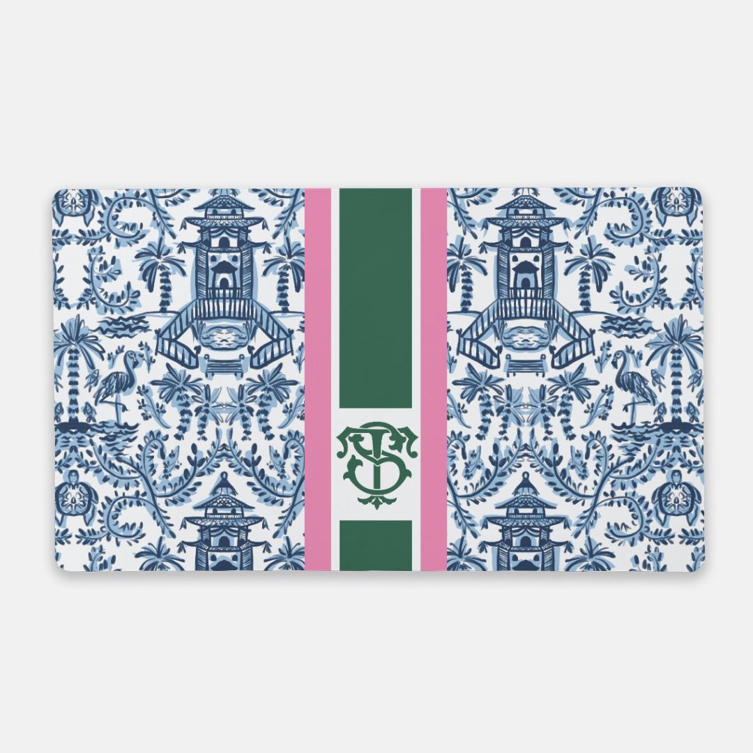 Palm Beach Striped Monogrammed Desk Mat - Large (24" x 14")