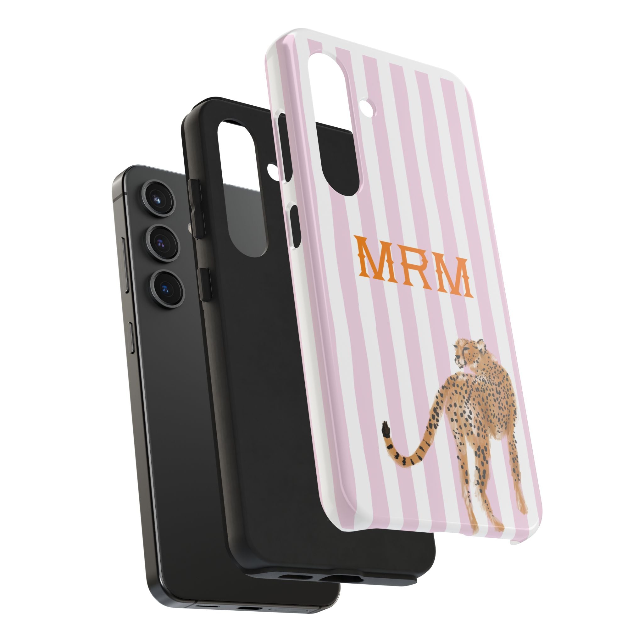 Preppy Cheetah (Pink) Monogrammed Tough Phone Case