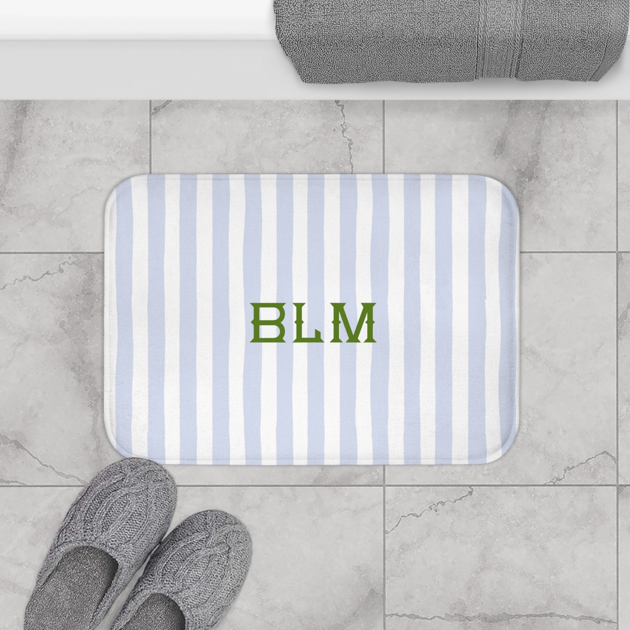 Seaside Stripes Monogrammed Memory Foam Bath Mat
