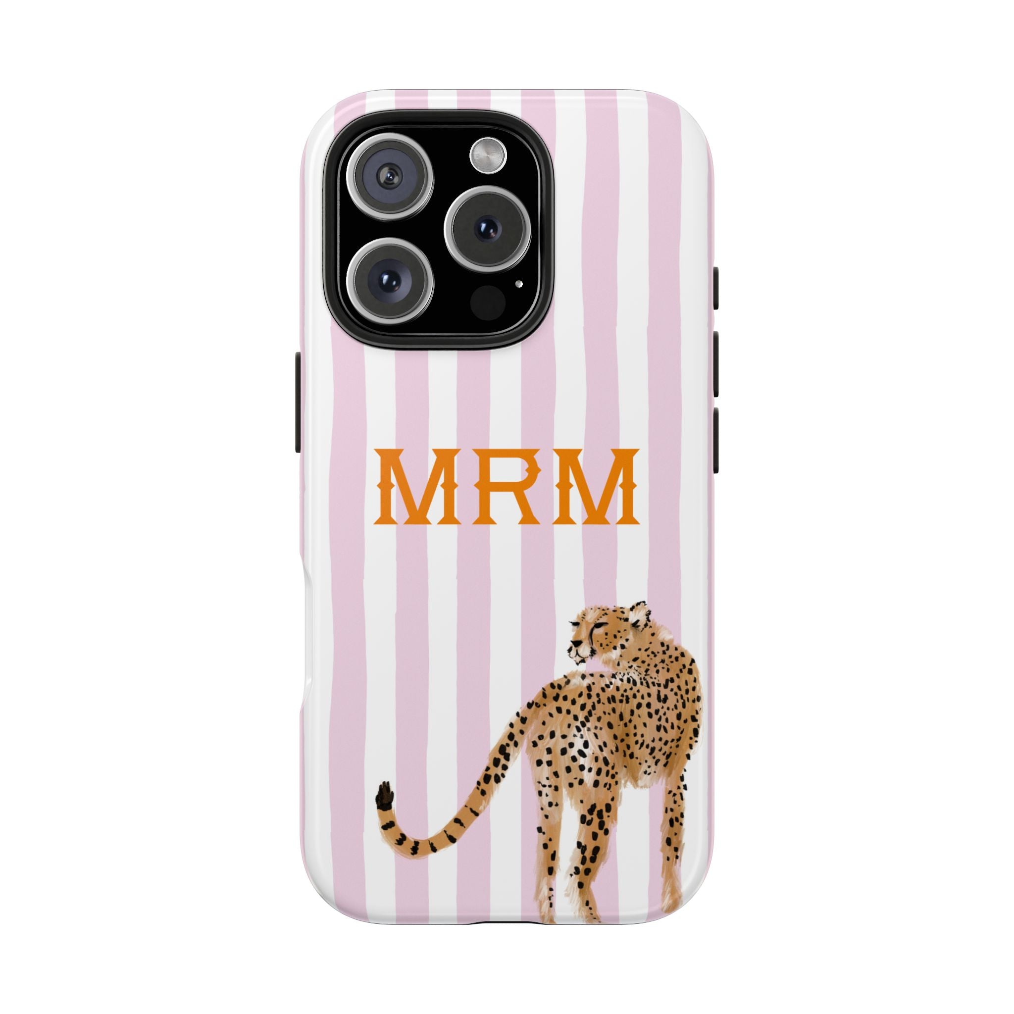 Preppy Cheetah (Pink) Monogrammed Tough Phone Case