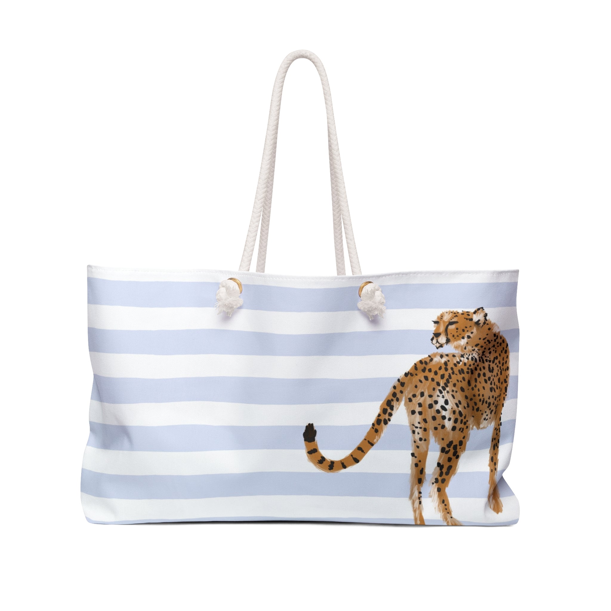 Preppy Cheetah (Blue) Monogrammed Mahjong Bag