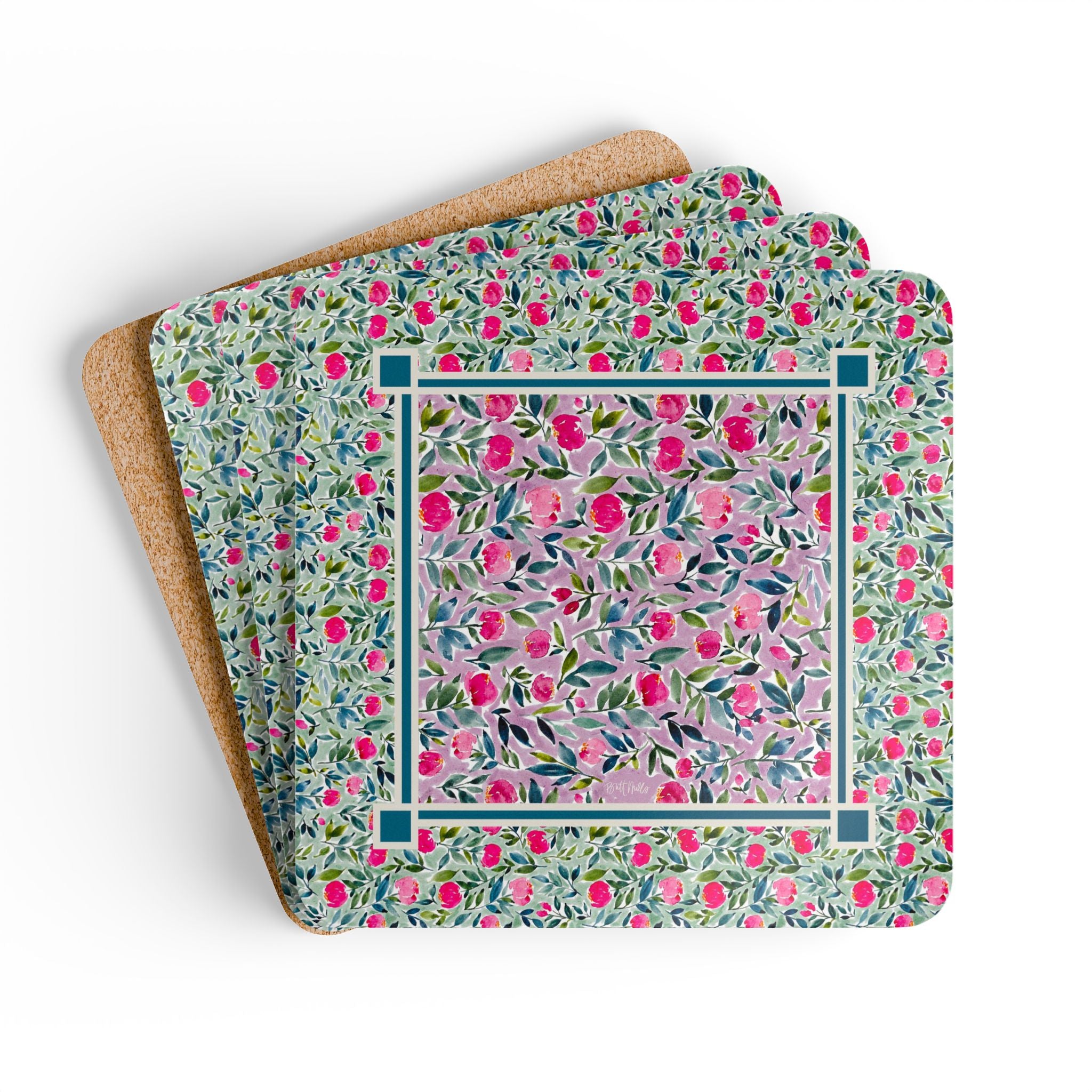 Flora Mahjong Mat Art Coaster Set (Set of 4)