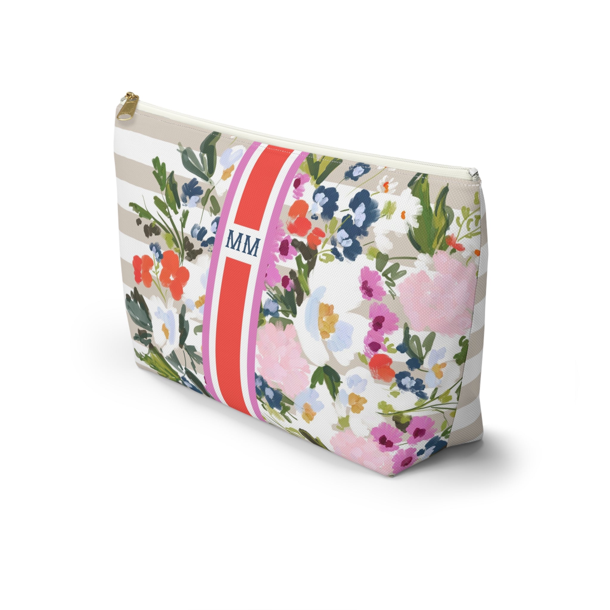 Veranda Striped Monogrammed Mahjong Tile Pouch