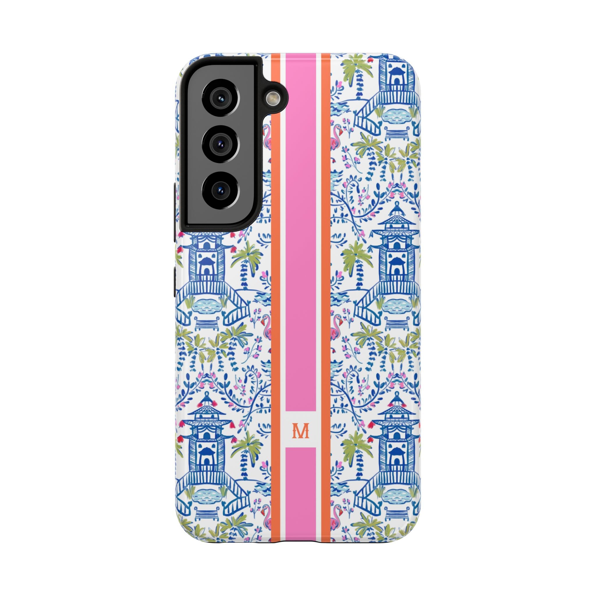 Colorful Chinoiserie Monogrammed Tough Phone Case
