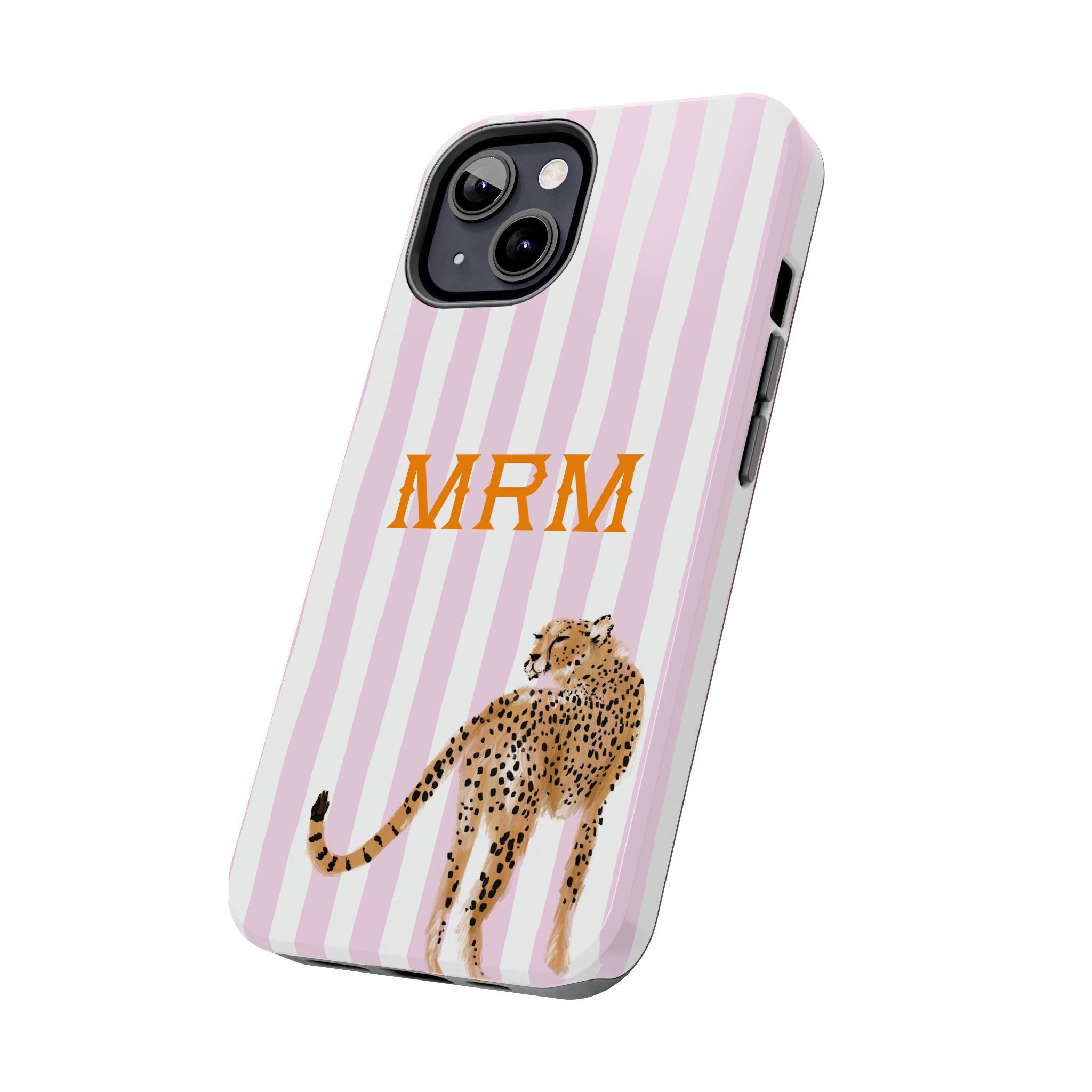 Preppy Cheetah (Pink) Monogrammed Tough Phone Case