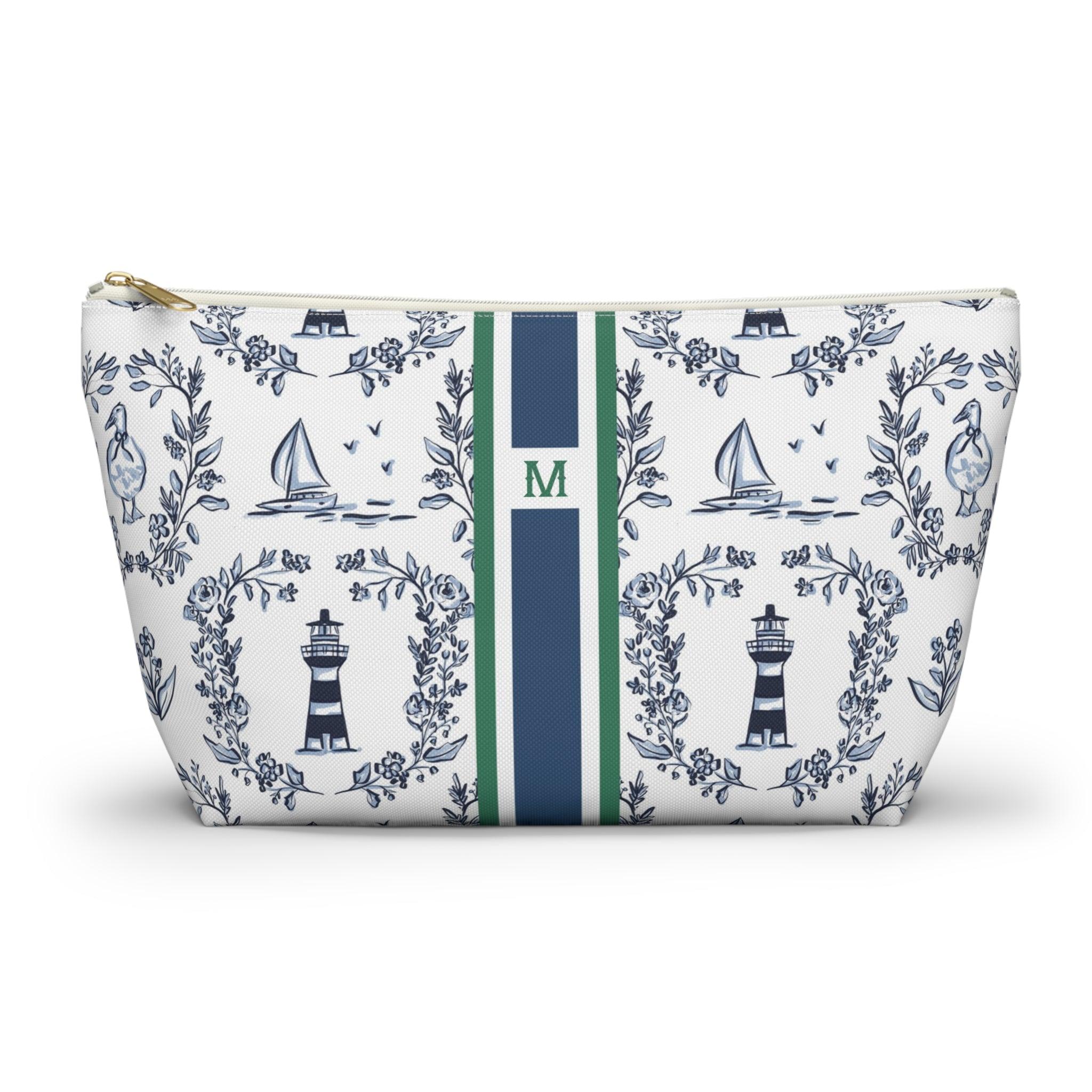 East Coast Summer Striped Monogrammed Mahjong Tile Pouch