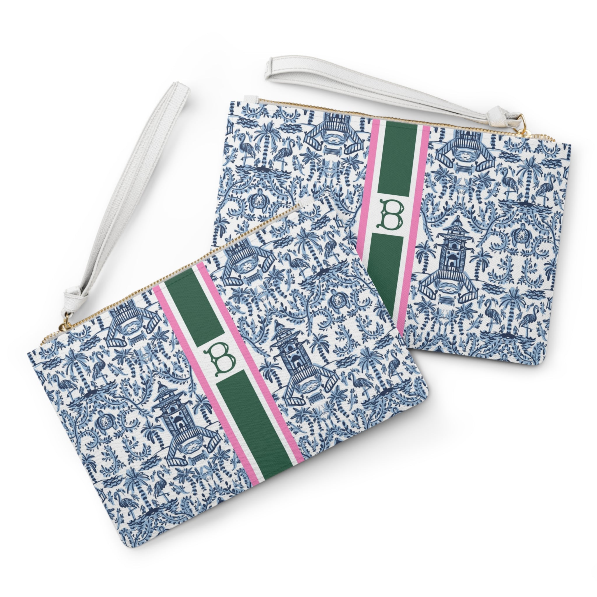 Palm Beach Striped Monogrammed Mahjong Card Pouch