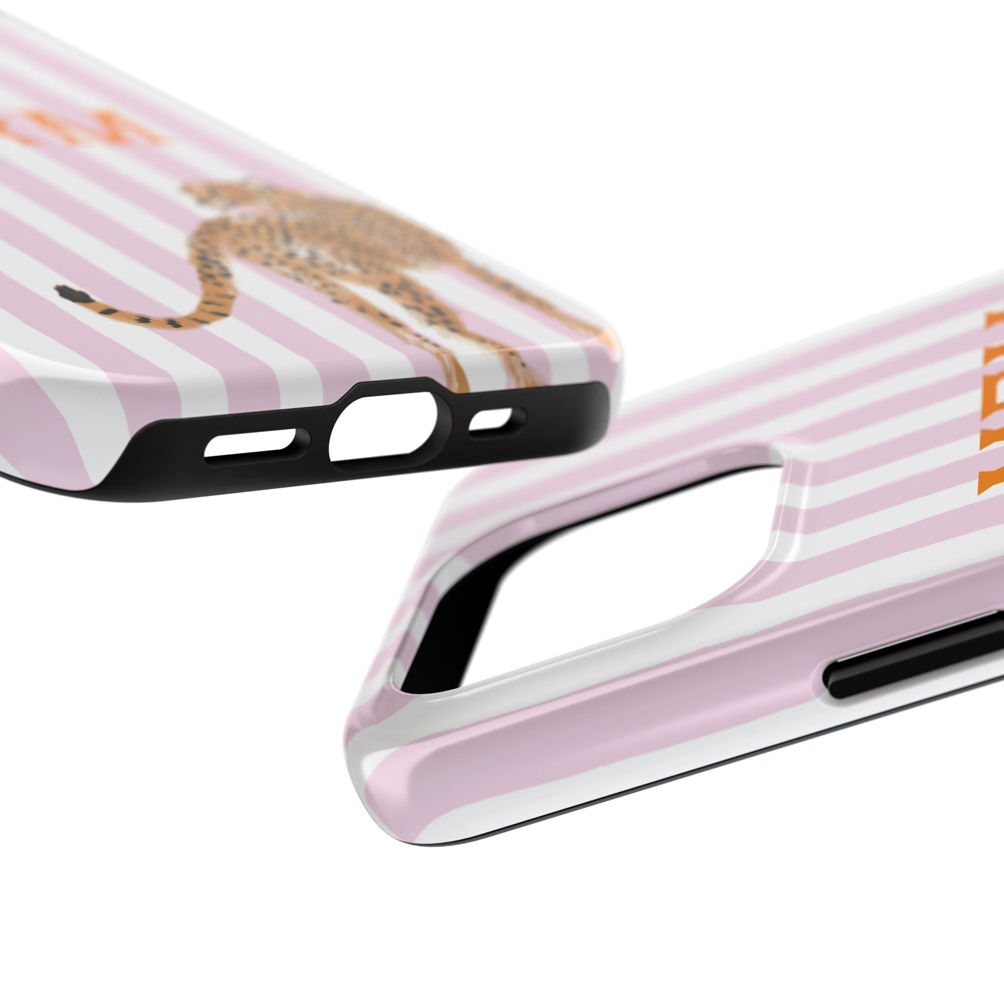 Preppy Cheetah (Pink) Monogrammed Tough Phone Case