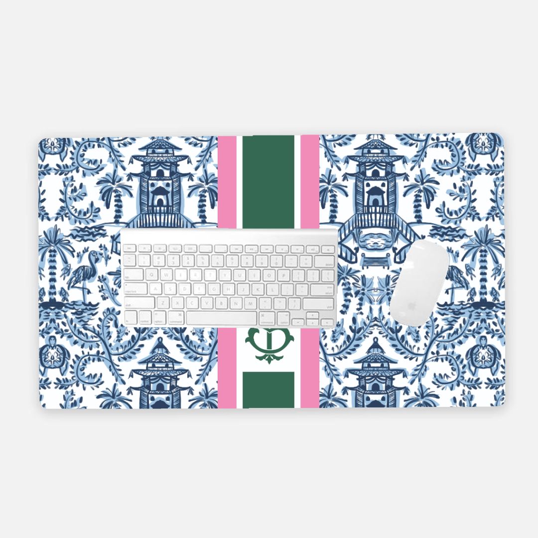 Palm Beach Striped Monogrammed Desk Mat - Large (24" x 14")