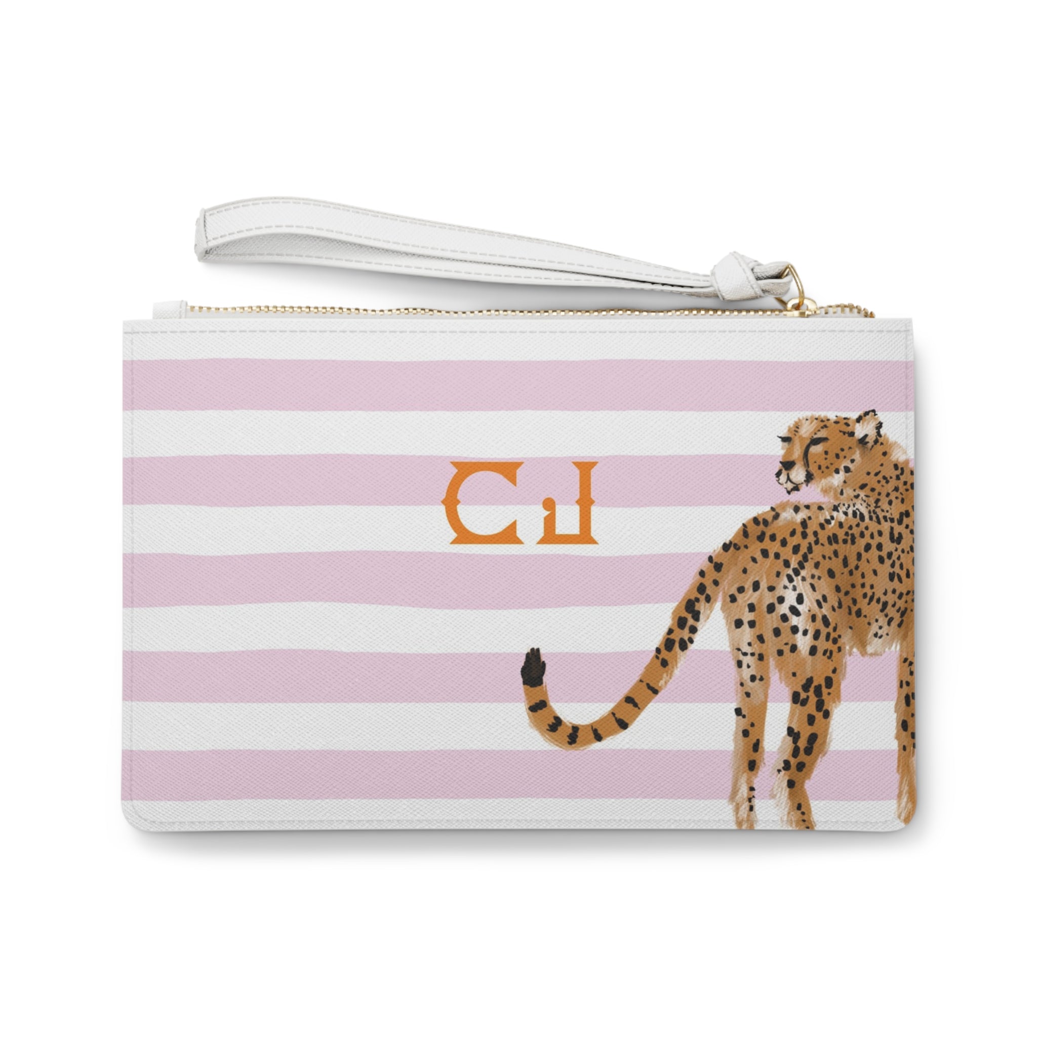 Preppy Cheetah (Pink) Monogrammed Mahjong Card Holder