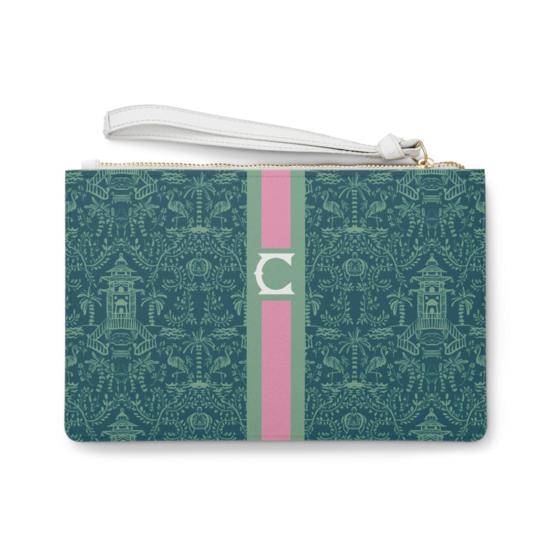 Palm Beach (Teal) Striped Monogrammed Mahjong Card Holder