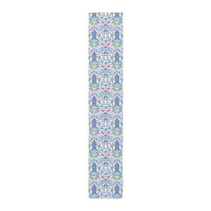 Colorful Coastal Chinoiserie Table Runner