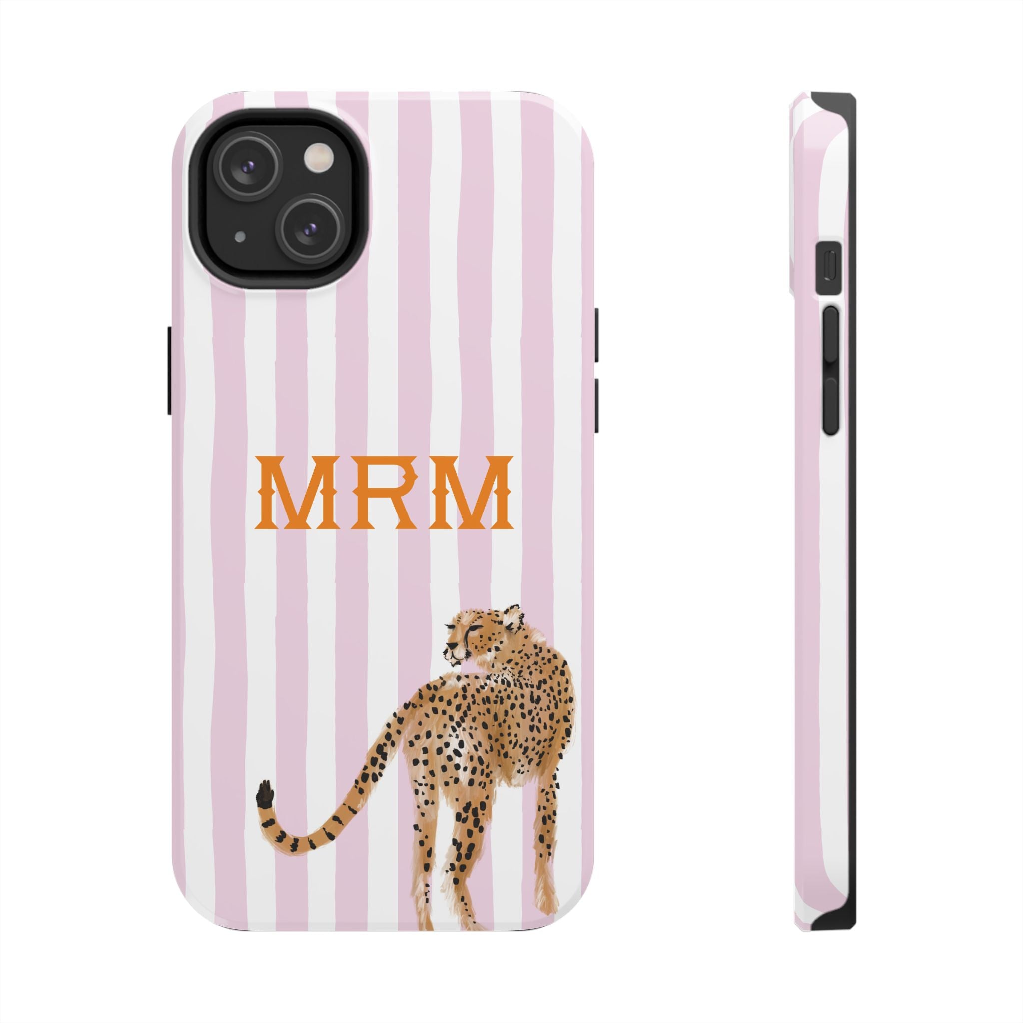 Preppy Cheetah (Pink) Monogrammed Tough Phone Case