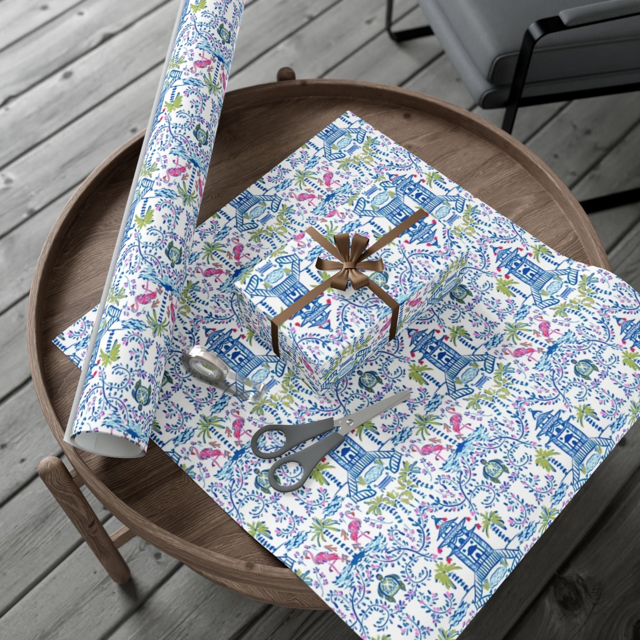 Colorful Chinoiserie Wrapping Paper Roll