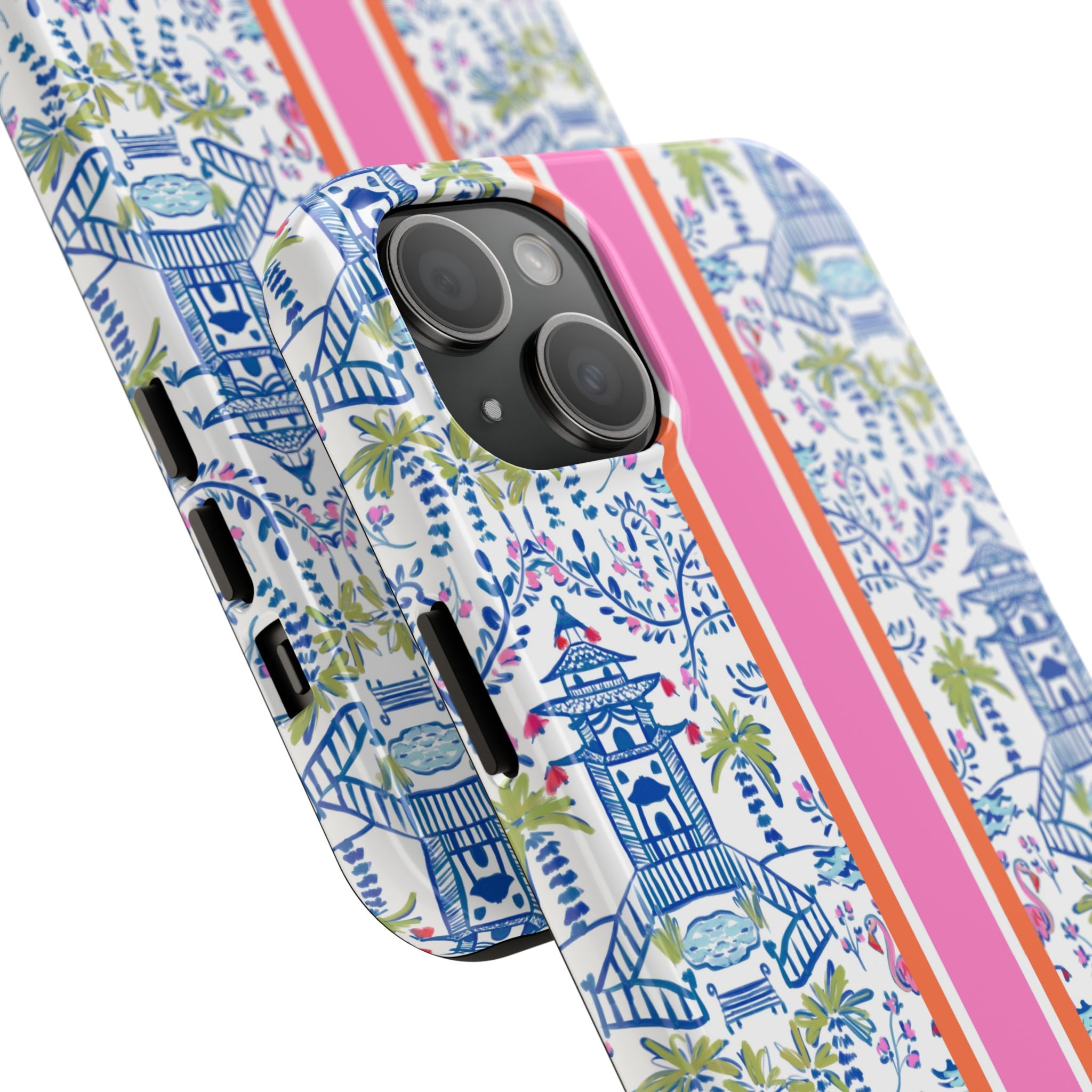 Colorful Chinoiserie Monogrammed Tough Phone Case