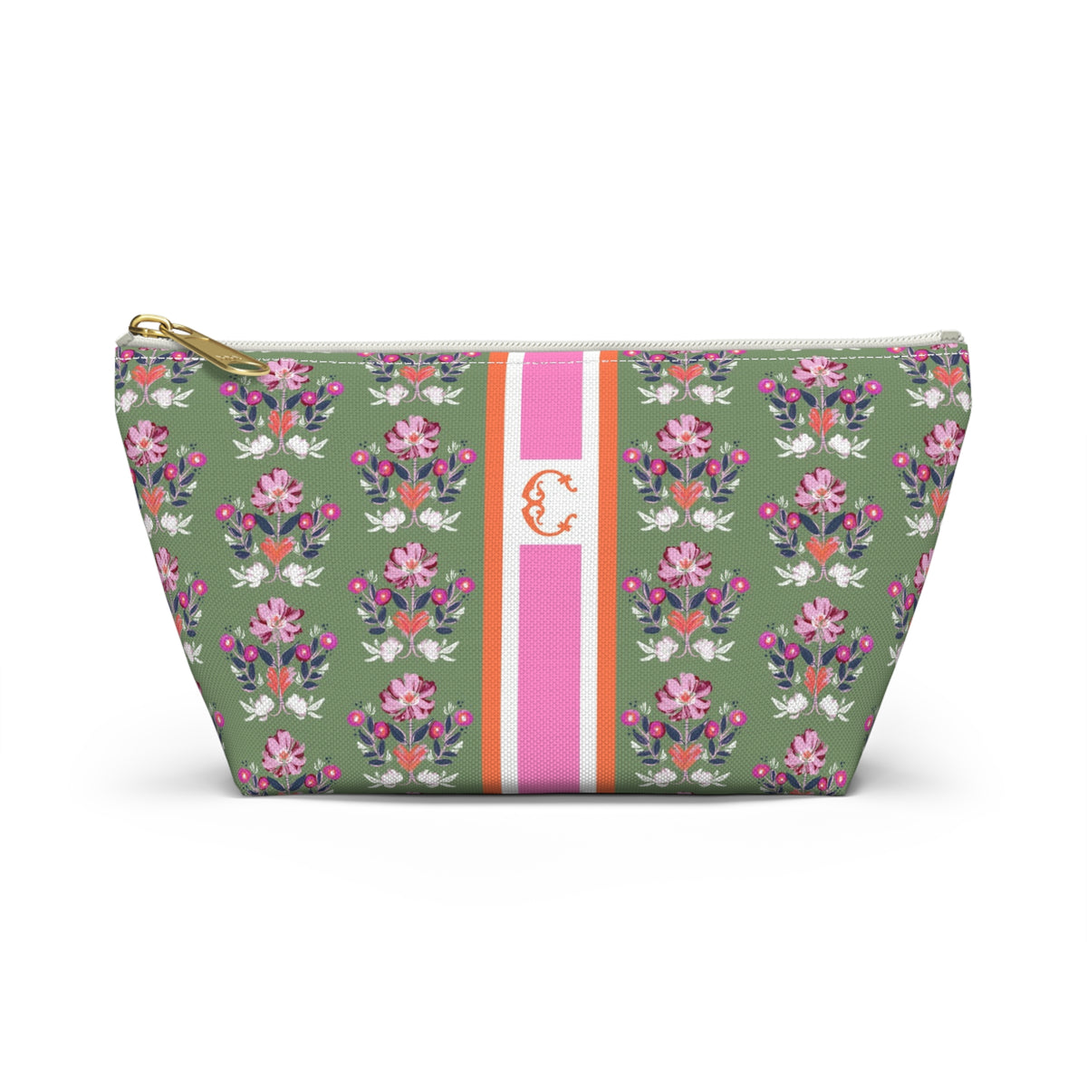 Evangeline Multi Striped Monogrammed Pouch