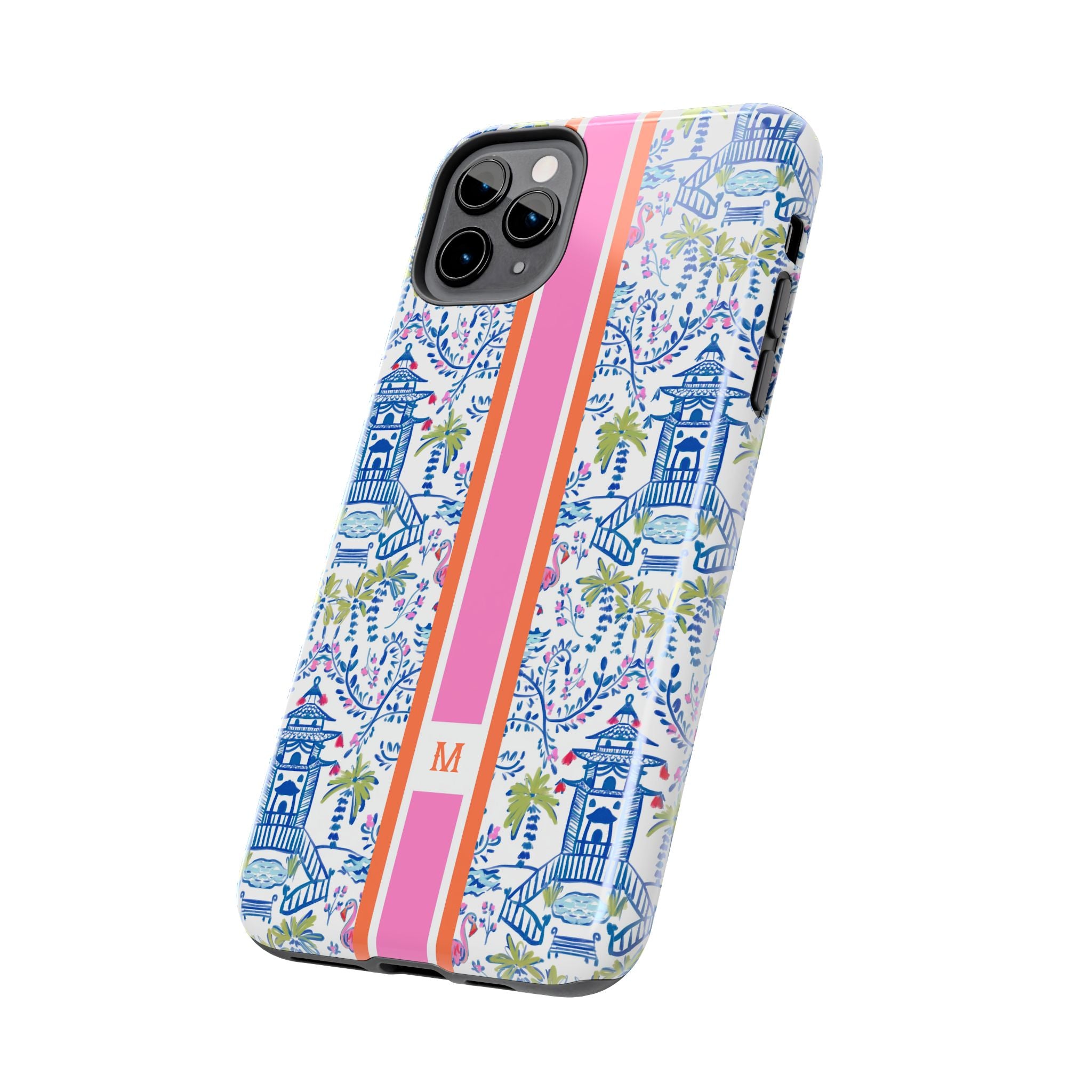 Colorful Chinoiserie Monogrammed Tough Phone Case
