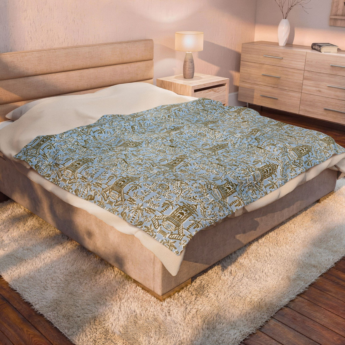 Soirée Blue Velveteen Throw Blanket