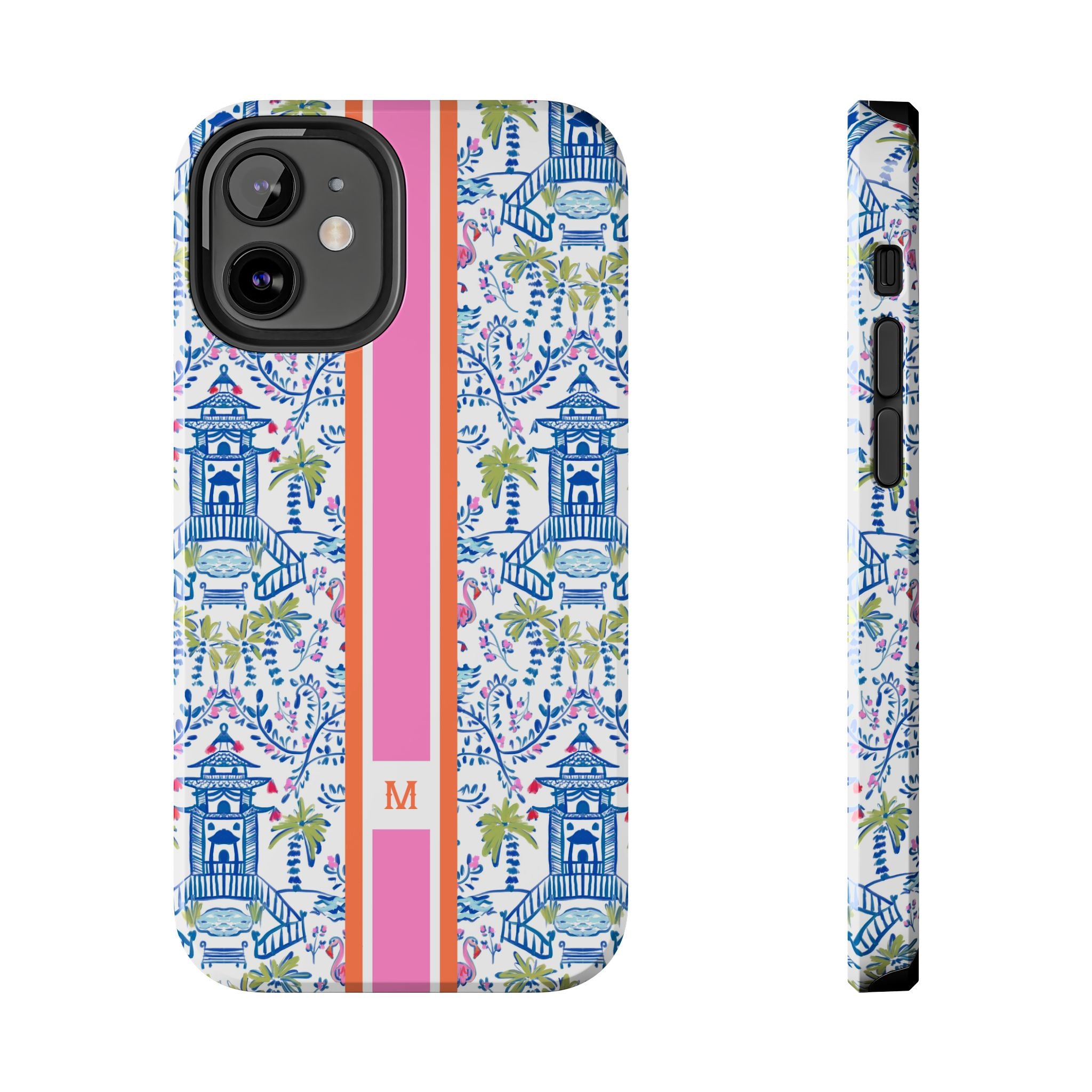 Colorful Chinoiserie Monogrammed Tough Phone Case