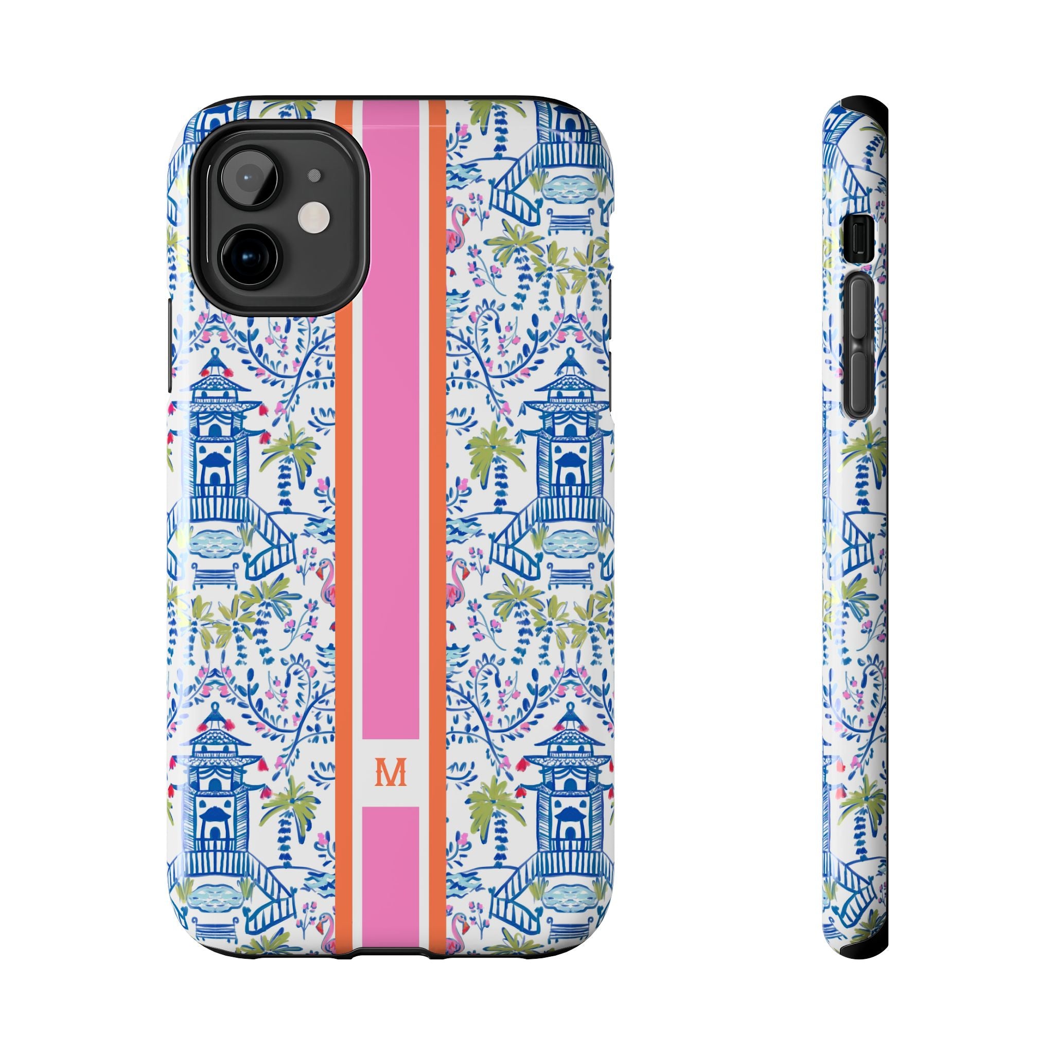 Colorful Chinoiserie Monogrammed Tough Phone Case