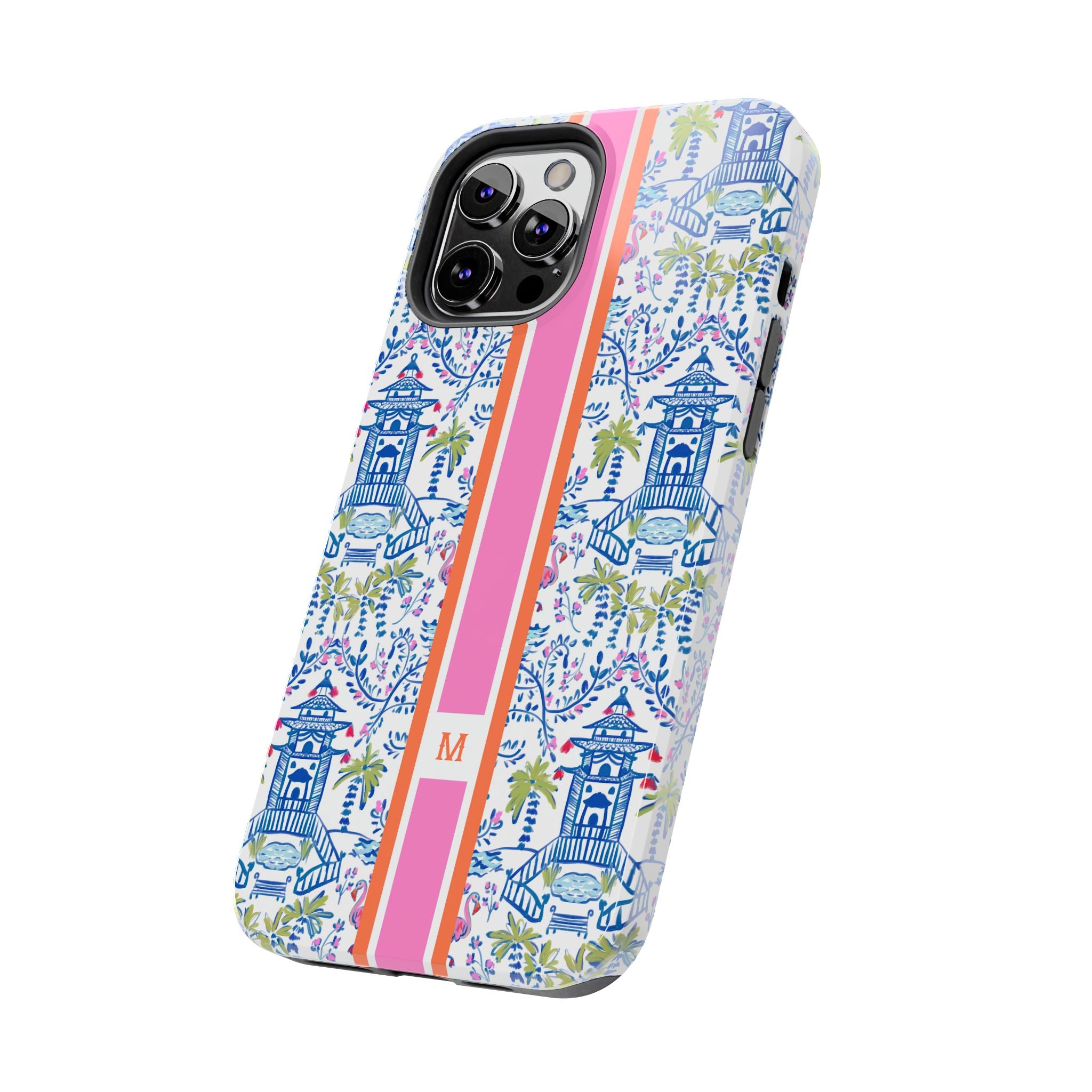 Colorful Chinoiserie Monogrammed Tough Phone Case