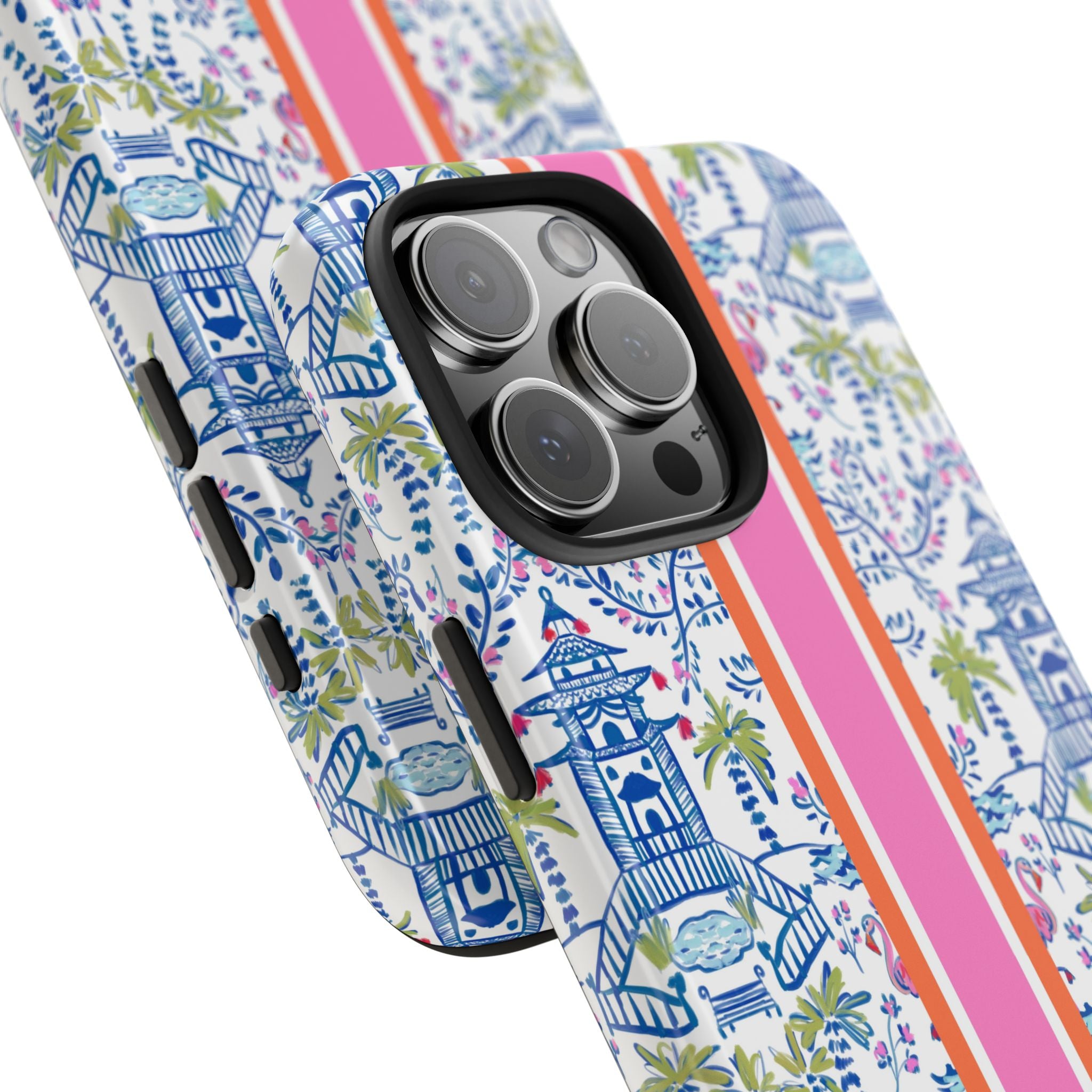 Colorful Chinoiserie Monogrammed Tough Phone Case